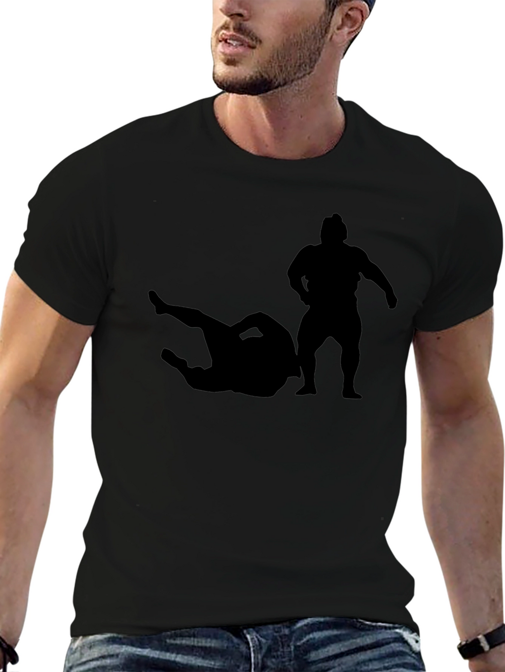 Sumo Wrestler Silhouette T-Shirt - Black