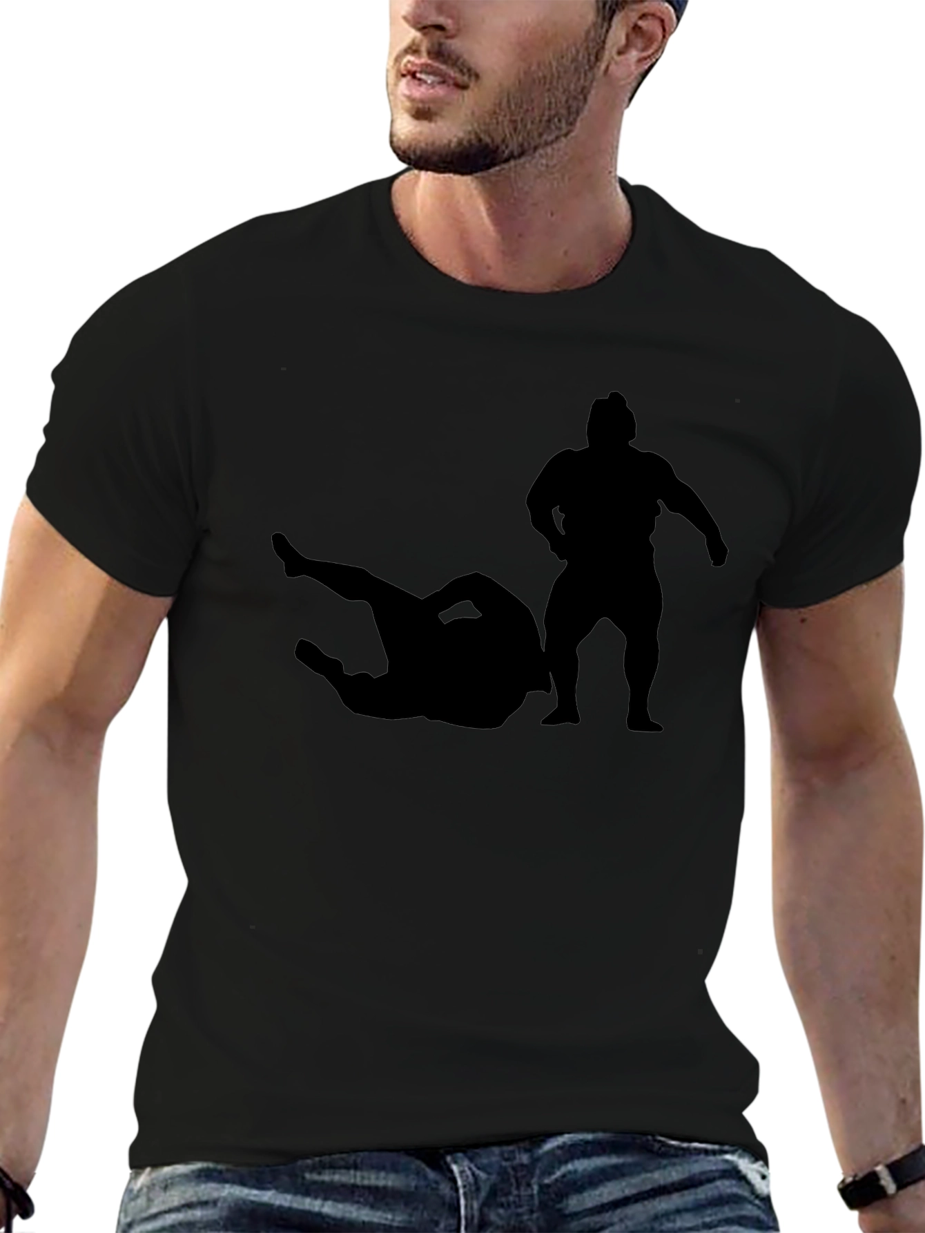 Sumo Wrestler Silhouette T-Shirt - Black