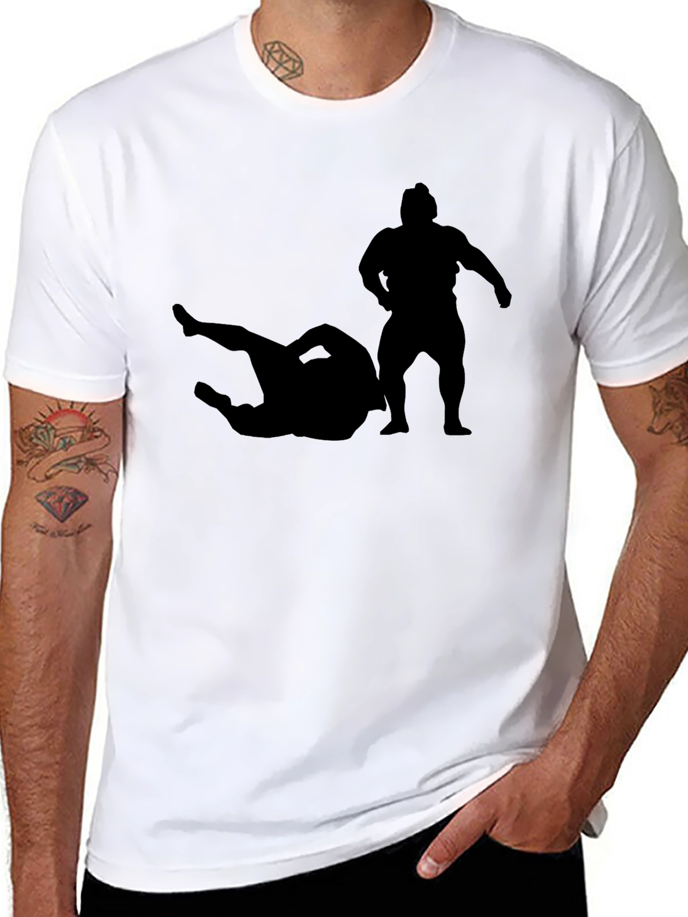 Sumo Wrestler Silhouette T-Shirt - Black