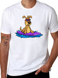 Dog Surfing T-Shirt - Cool Cartoon Design