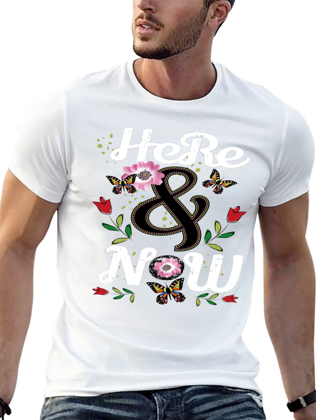 Here & Now Floral Butterfly Graphic Tee