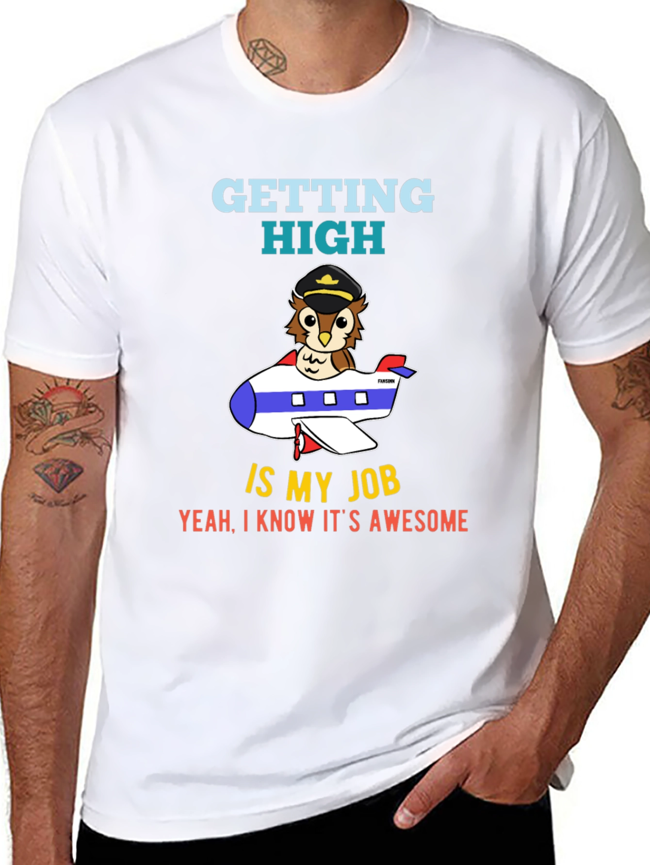 Pilot Owl T-Shirt - Getting High is My Job