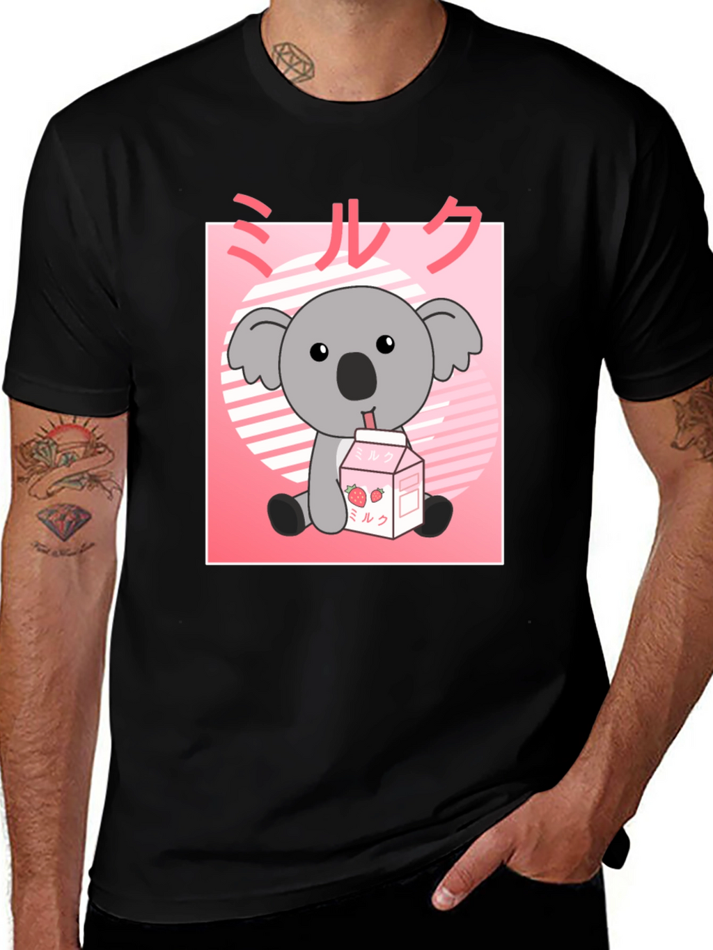 Kawaii Koala Milk T-Shirt - Cute Anime Graphic Tee