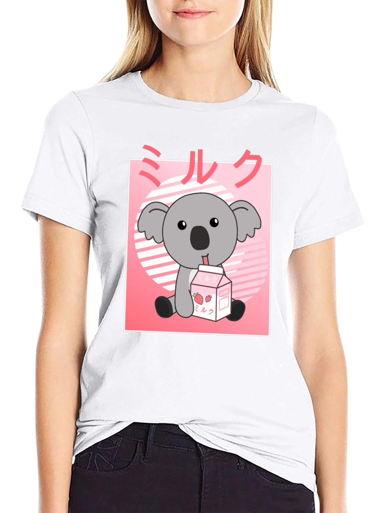Kawaii Koala Milk T-Shirt - Cute Anime Graphic Tee
