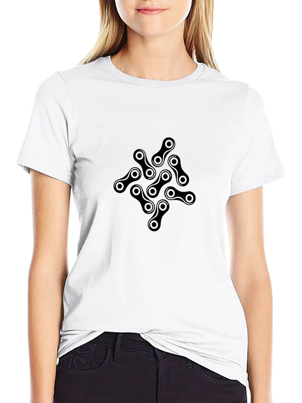 Mens Black Bike Chain Graphic T-Shirt
