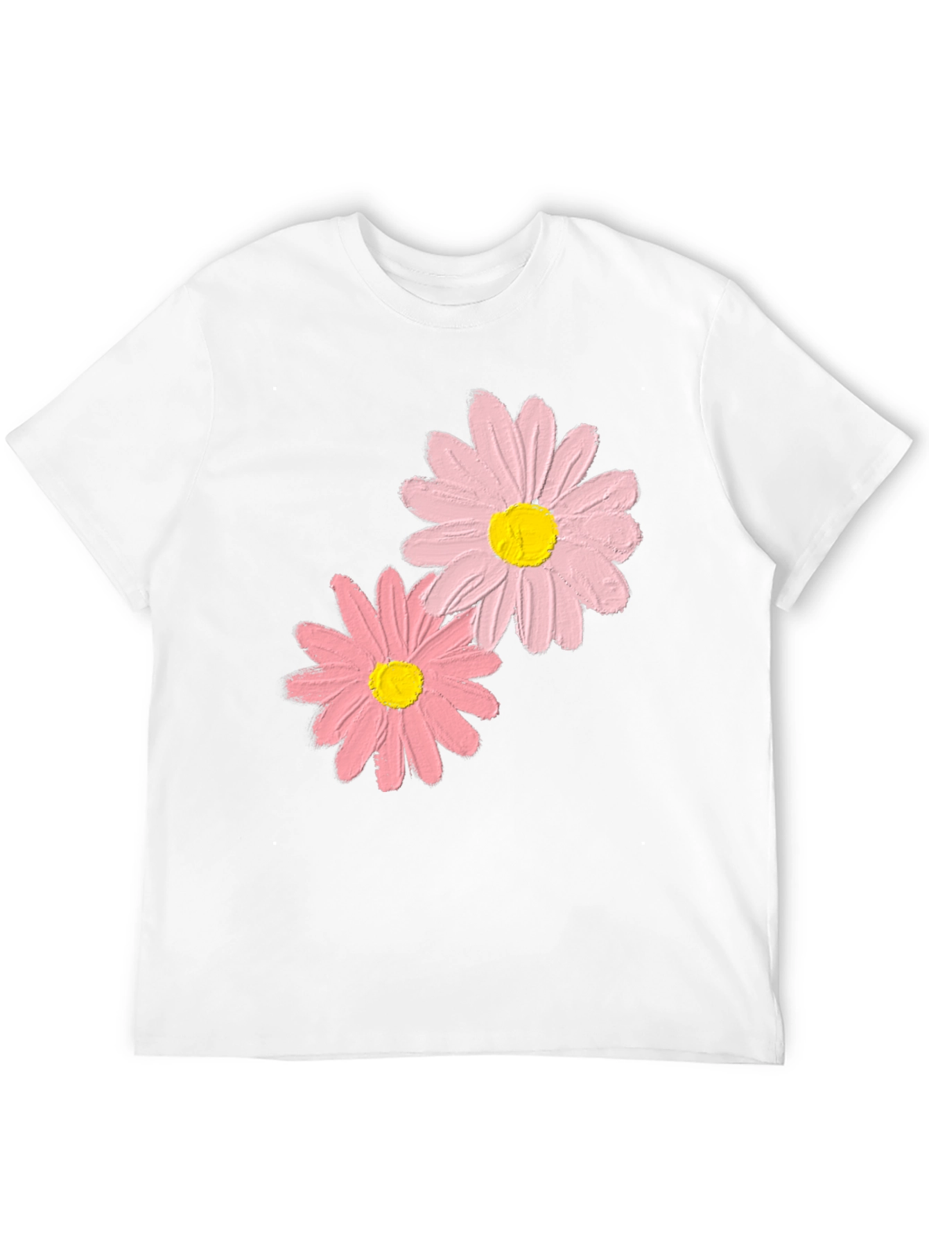 Floral Graphic Tee - Pink Daisies on Black