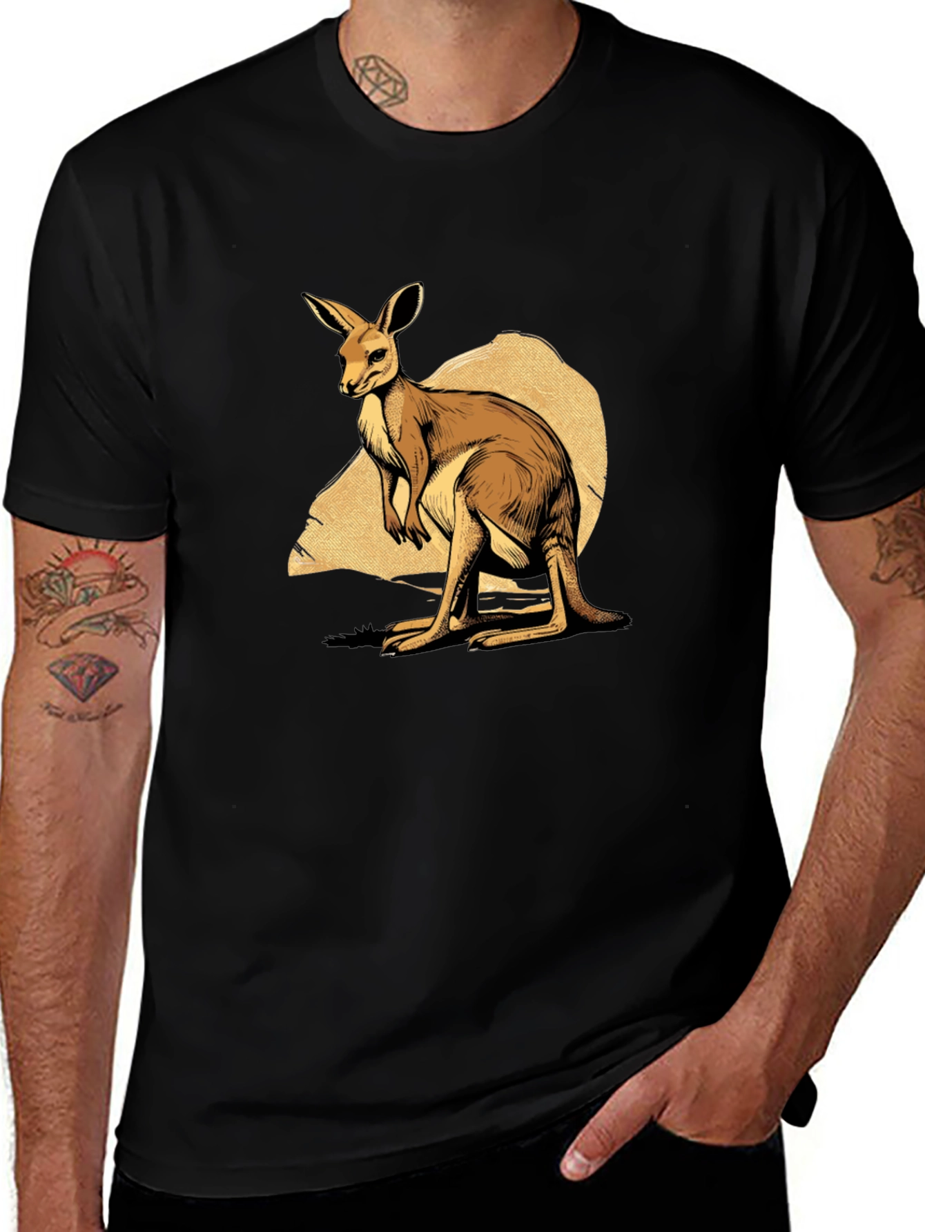 Kangaroo Graphic T-Shirt - Mens Black Tee