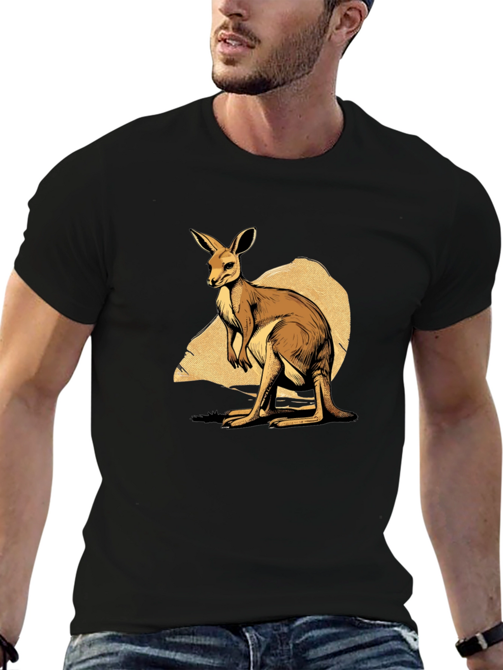 Kangaroo Graphic T-Shirt - Mens Black Tee