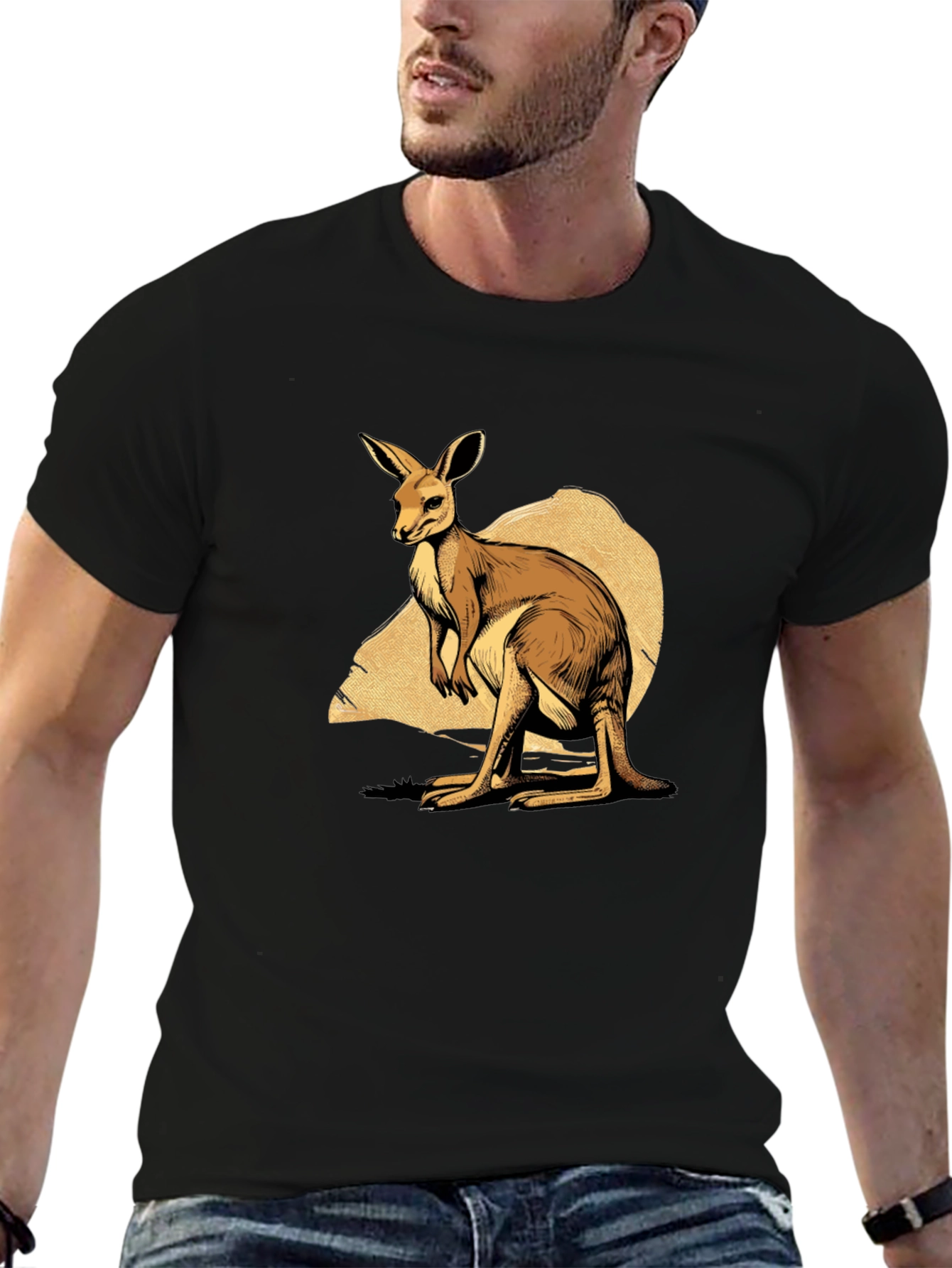 Kangaroo Graphic T-Shirt - Mens Black Tee