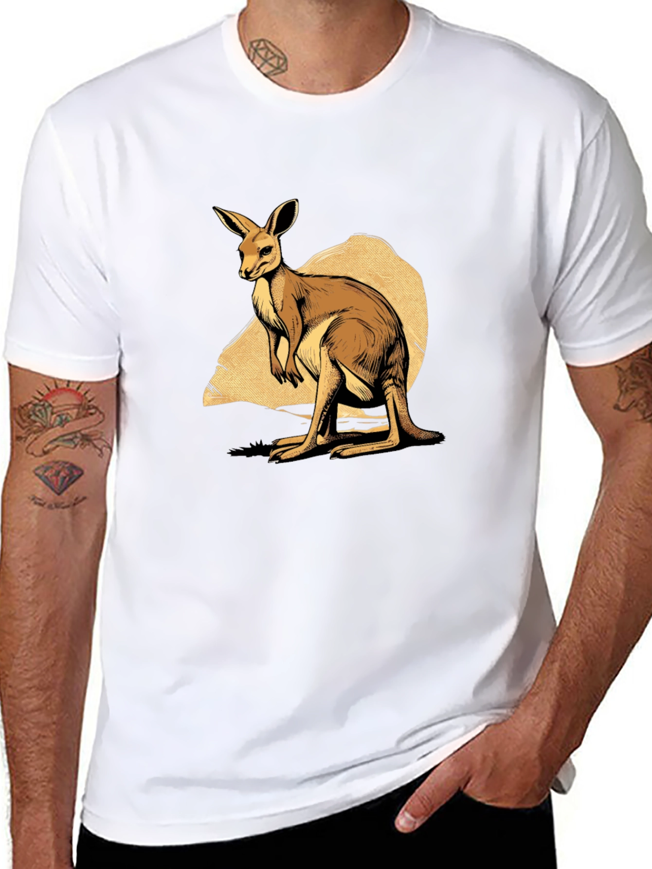 Kangaroo Graphic T-Shirt - Mens Black Tee