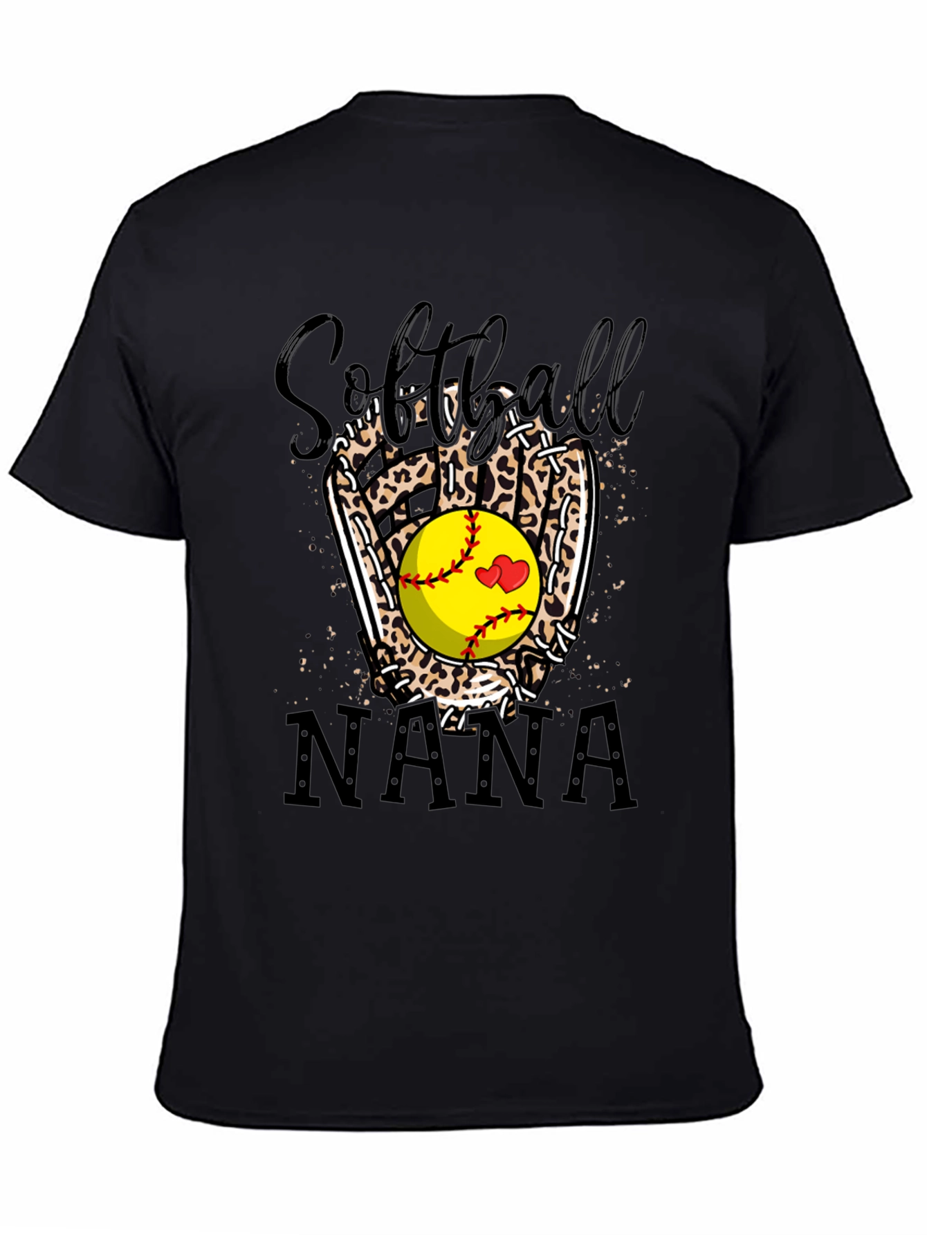 Softball Nana Leopard Print Graphic Tee