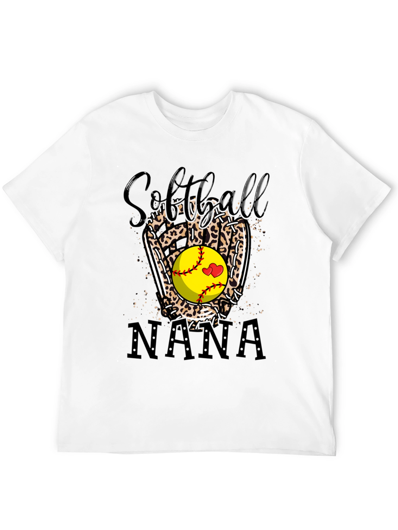 Softball Nana Leopard Print Graphic Tee