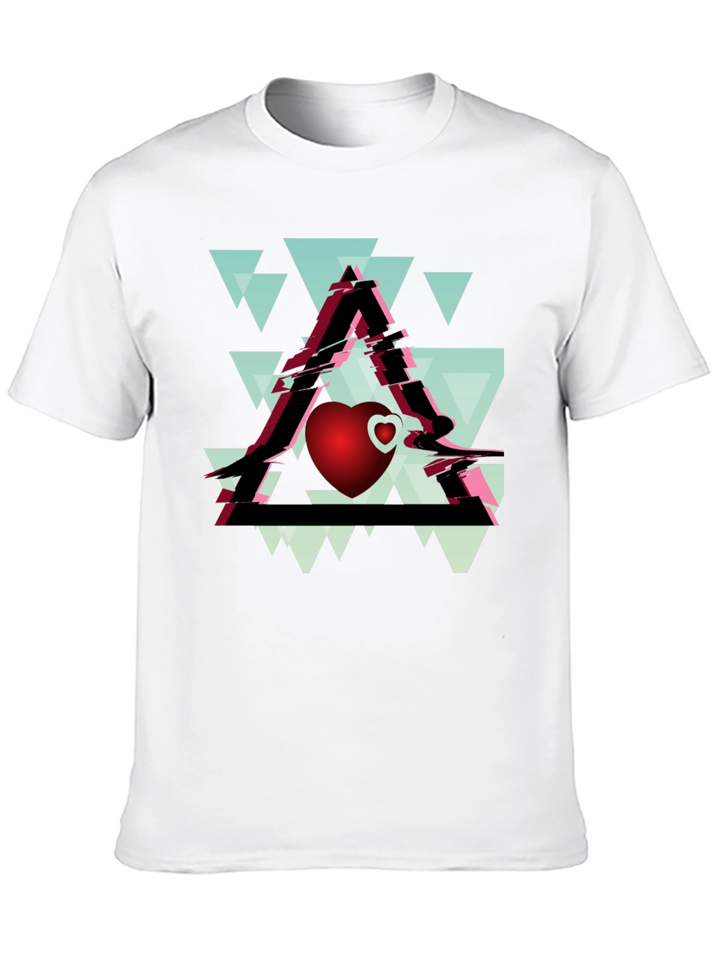 Geometric Heart Graphic Tee - Stylish Mens Black T-Shirt