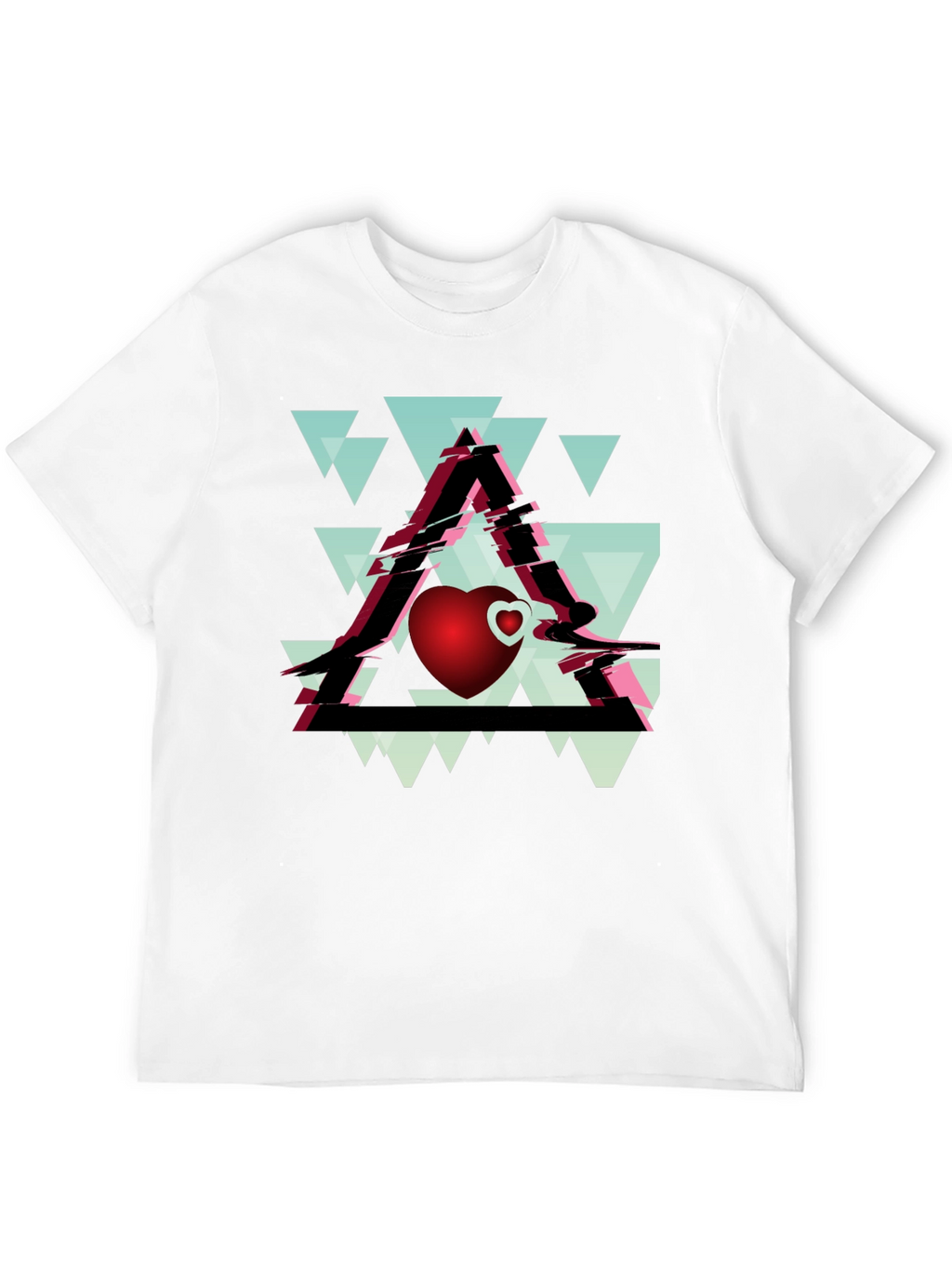 Geometric Heart Graphic Tee - Stylish Mens Black T-Shirt