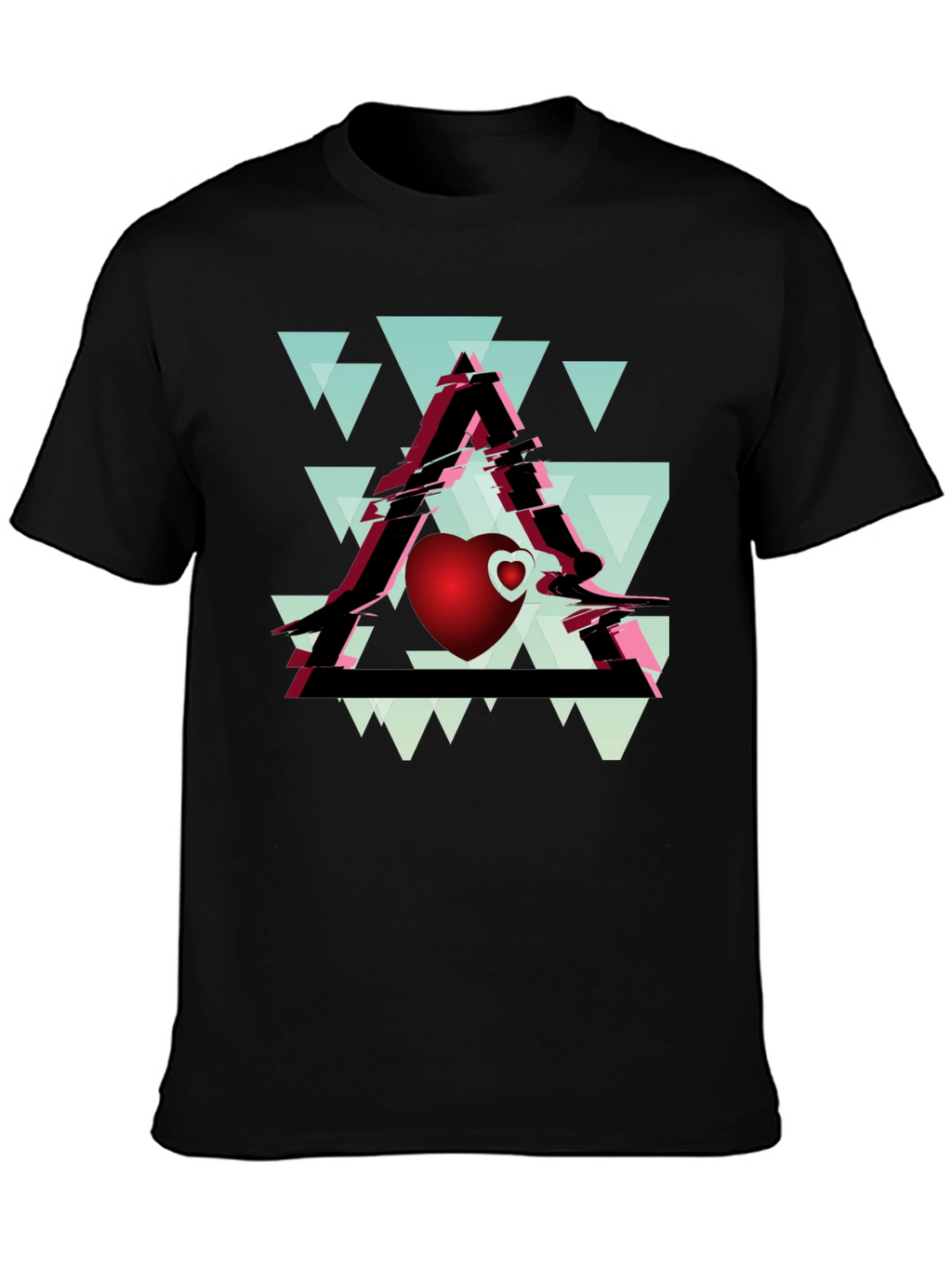 Geometric Heart Graphic Tee - Stylish Mens Black T-Shirt