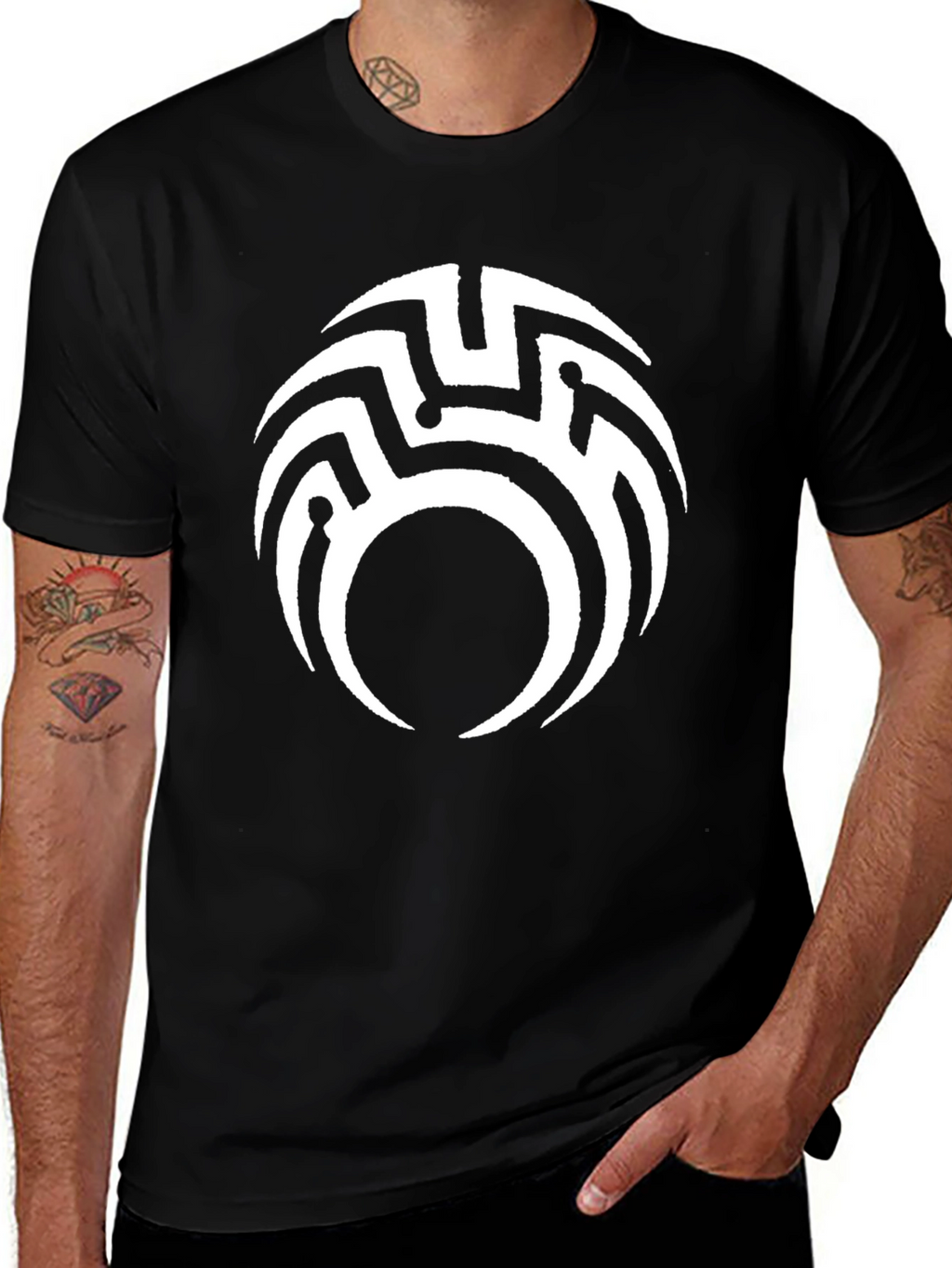 Tribal Maze Graphic Black T-Shirt