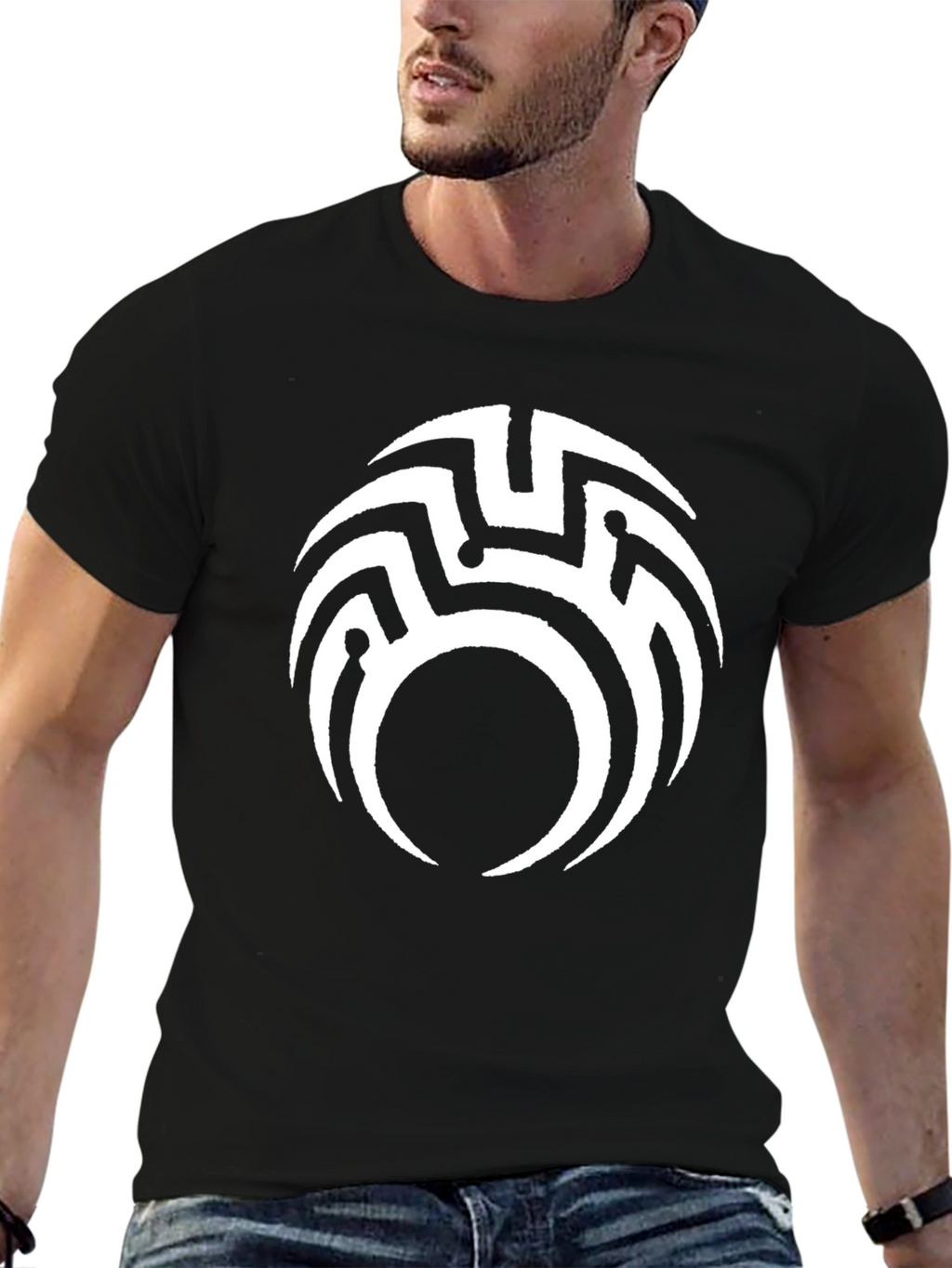 Tribal Maze Graphic Black T-Shirt