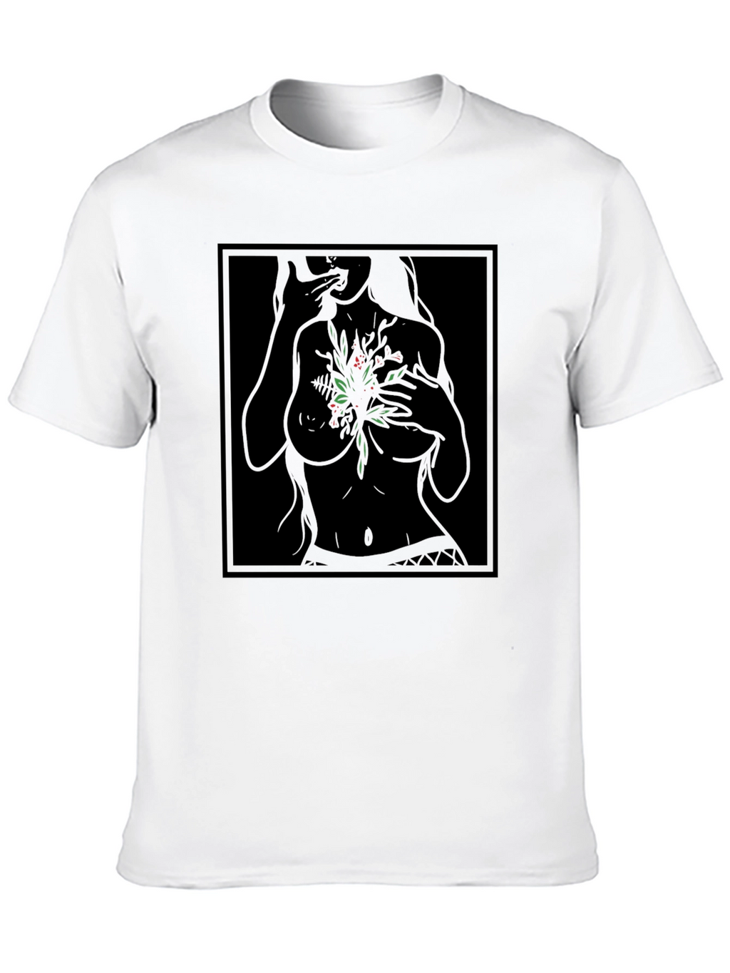 Botanical Woman Graphic Black T-Shirt
