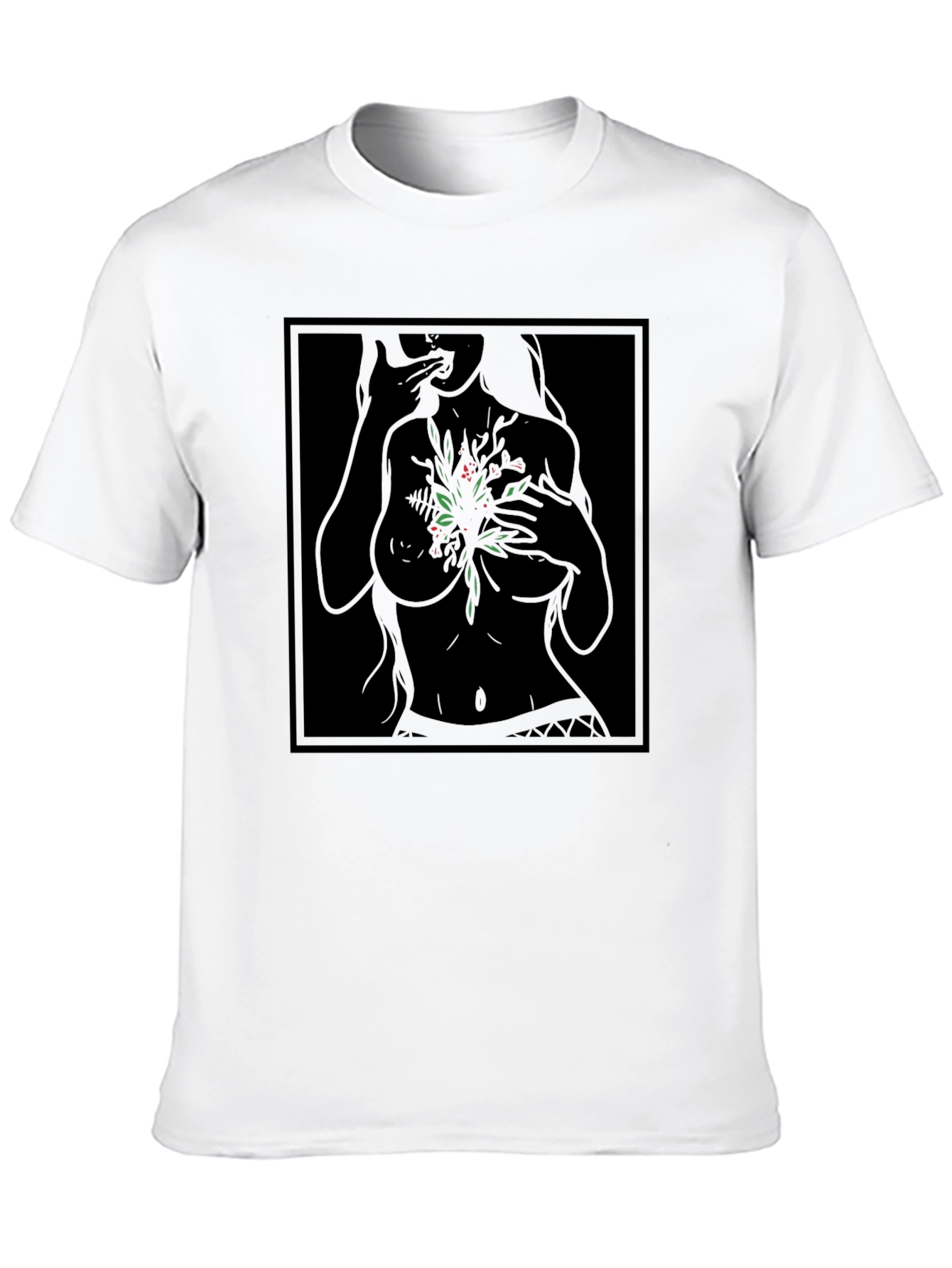 Botanical Woman Graphic Black T-Shirt