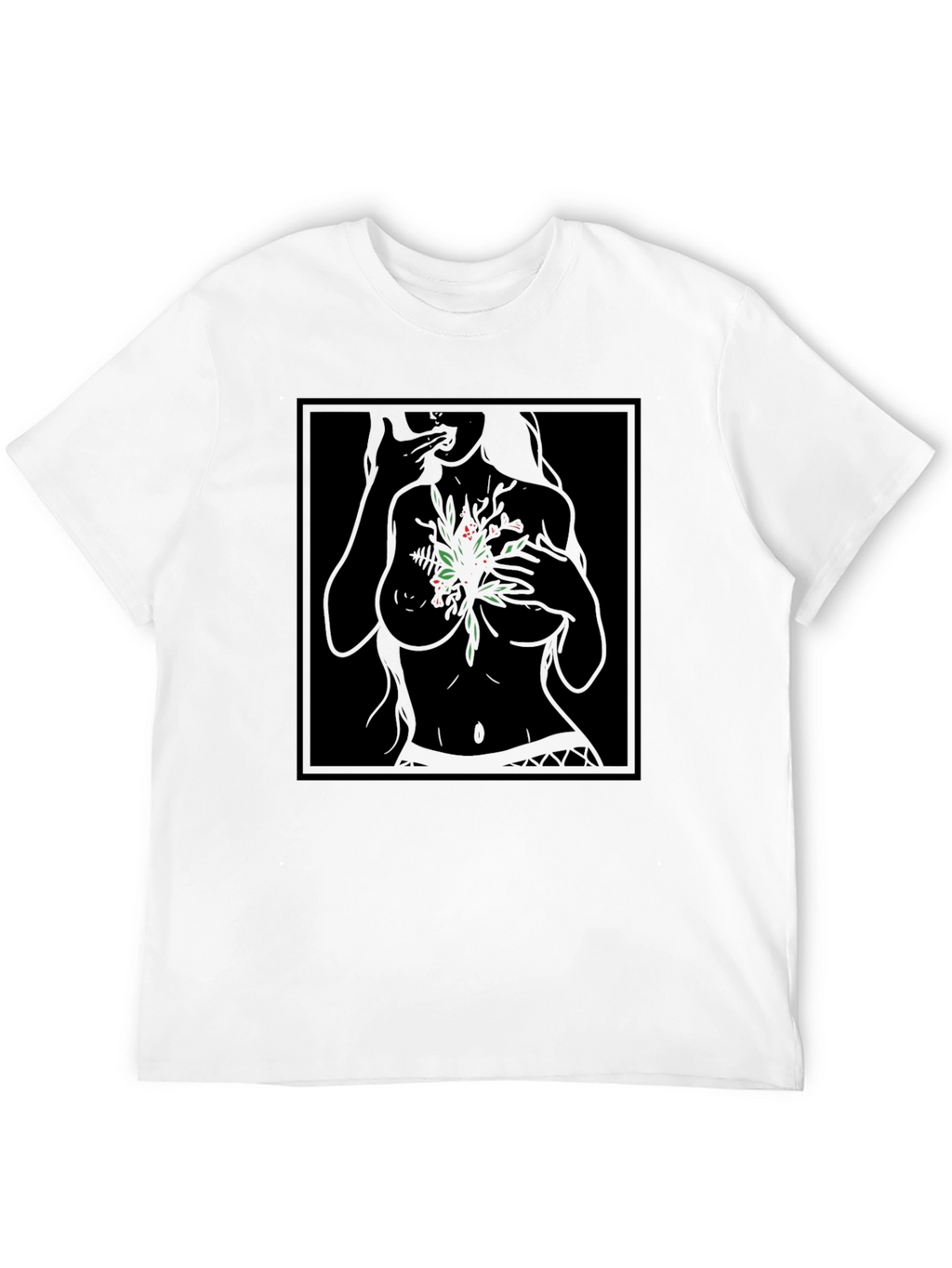 Botanical Woman Graphic Black T-Shirt