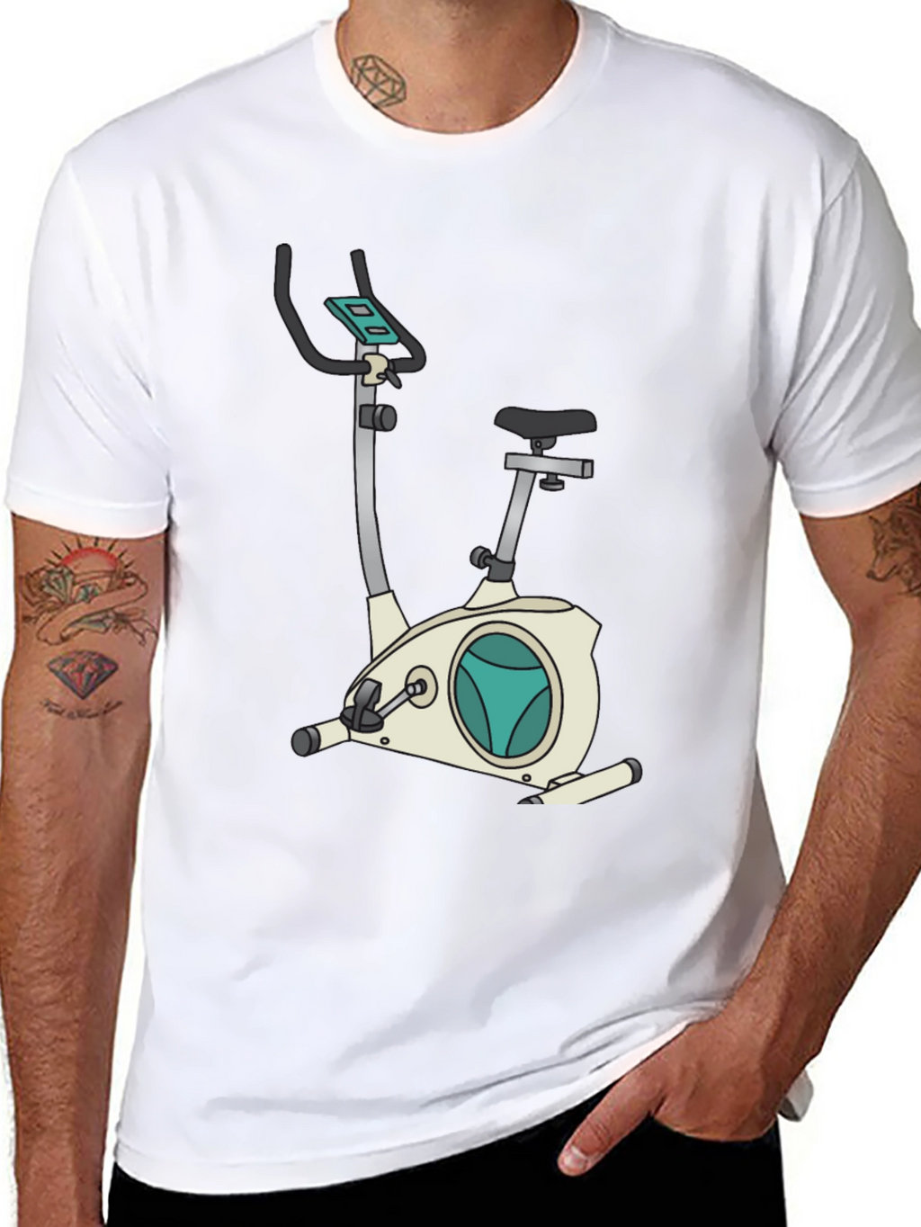 Exercise Bike Graphic Tee - Fitness Fanatic Shirt