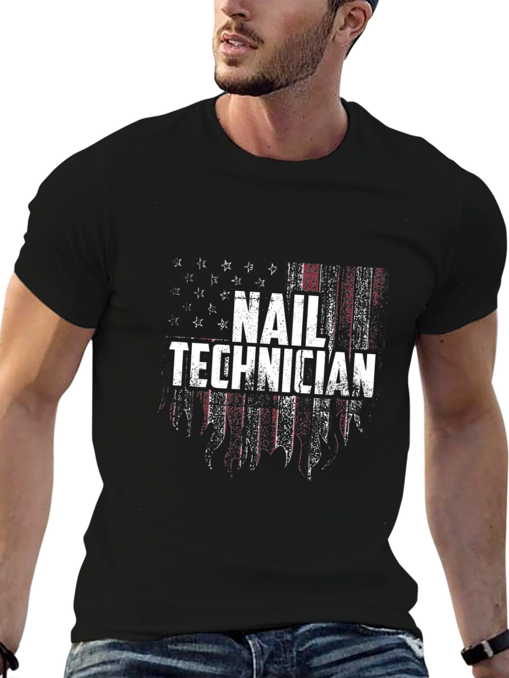 Nail Technician American Flag Graphic Tee