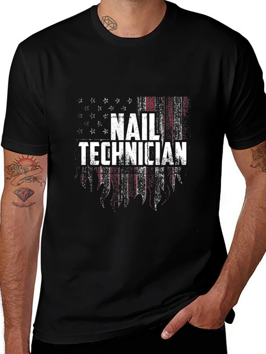 Nail Technician American Flag Graphic Tee