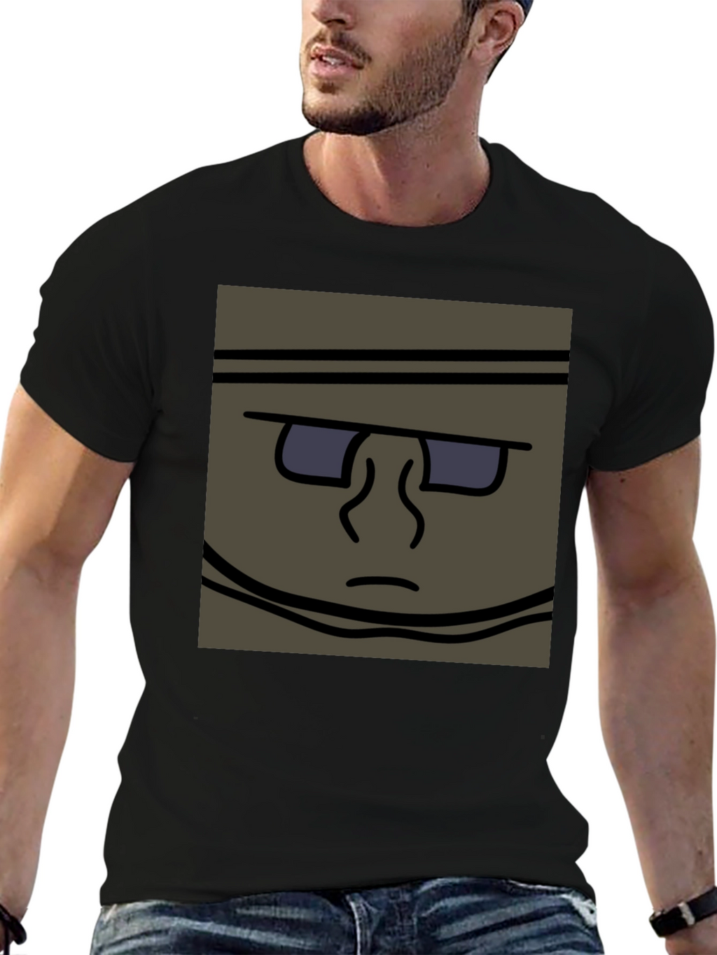 Funky Cartoon Face T-Shirt - Black