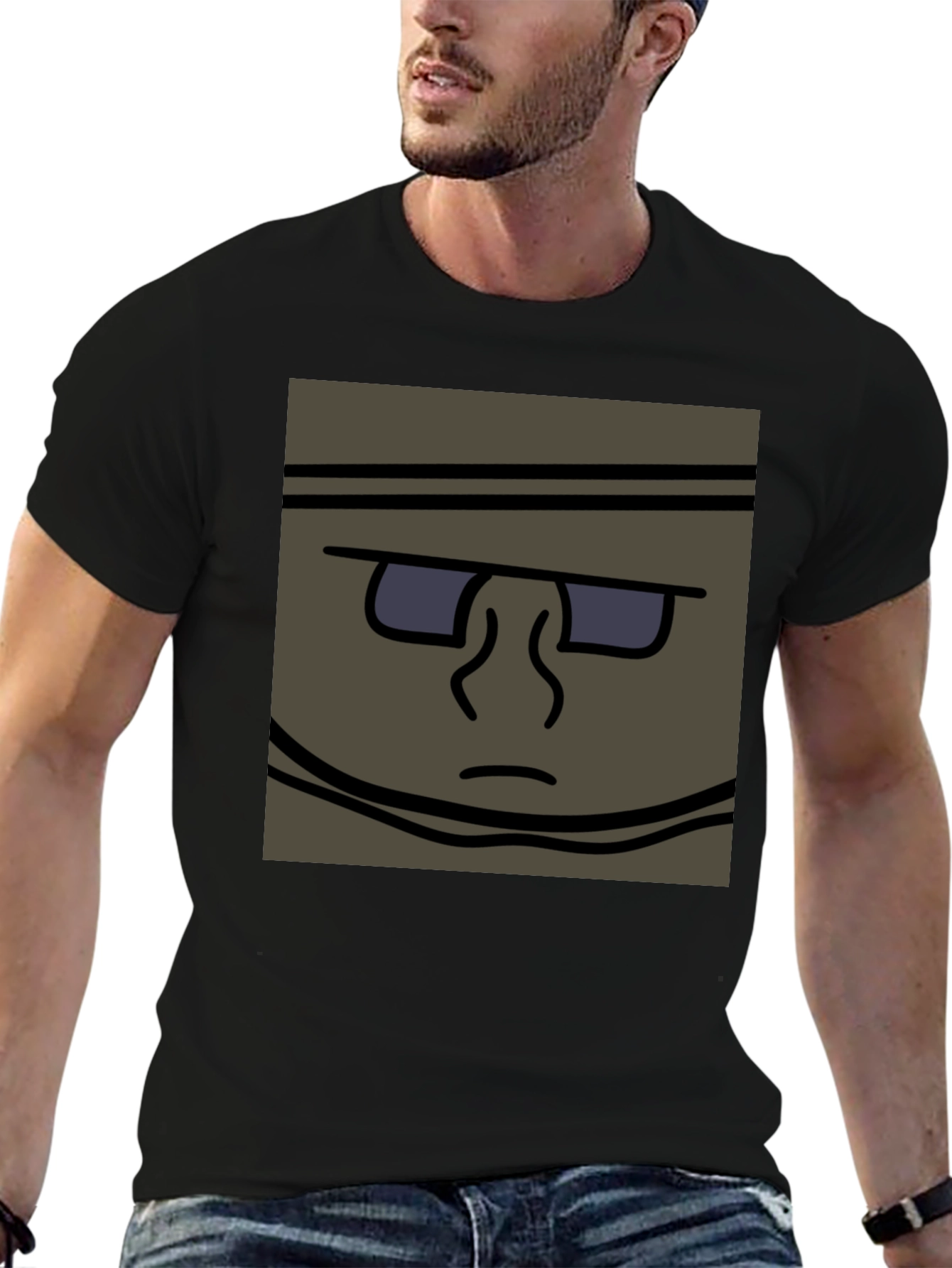Funky Cartoon Face T-Shirt - Black