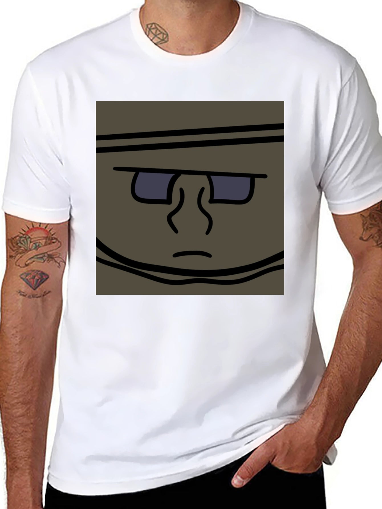 Funky Cartoon Face T-Shirt - Black