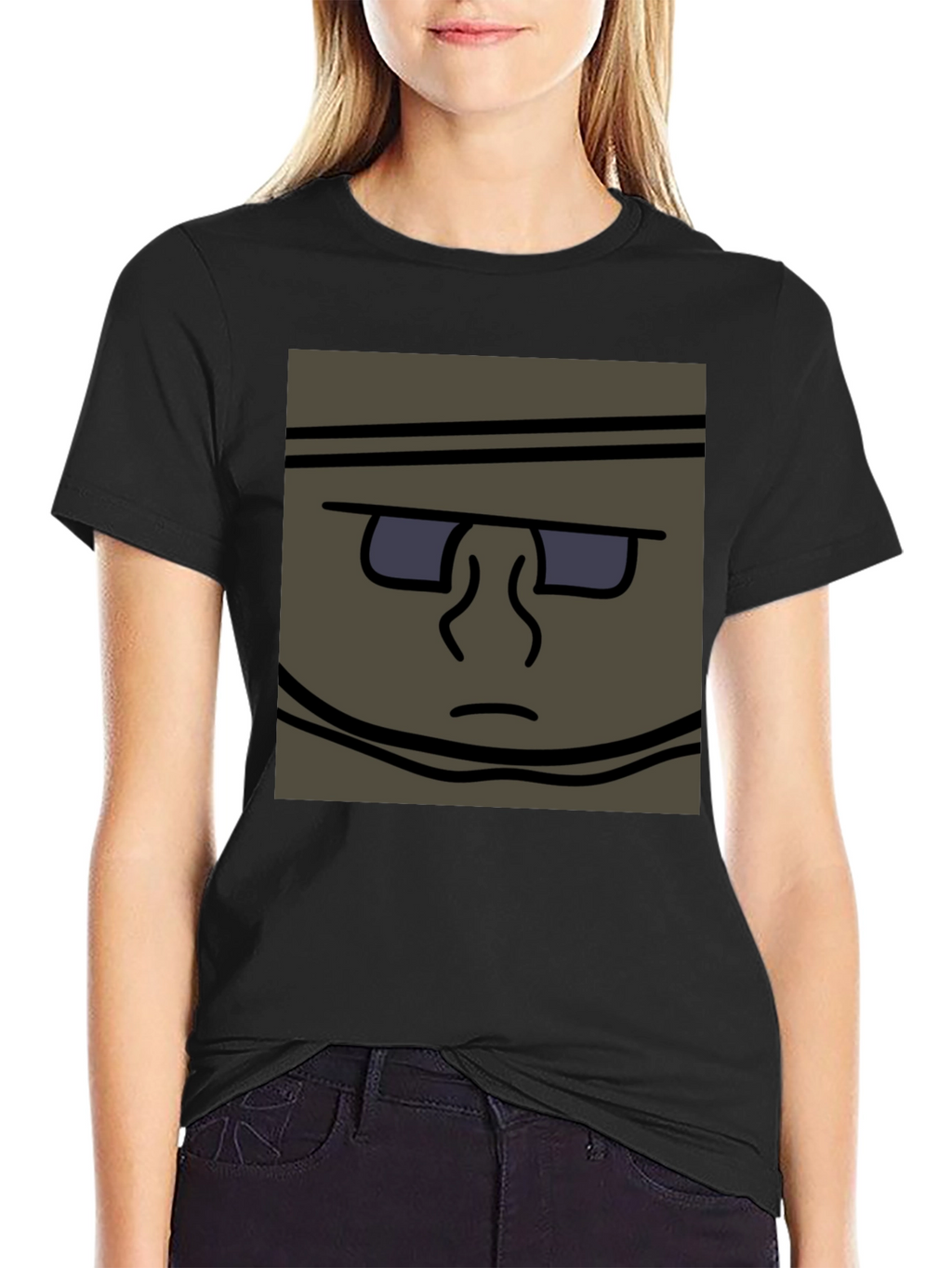 Funky Cartoon Face T-Shirt - Black