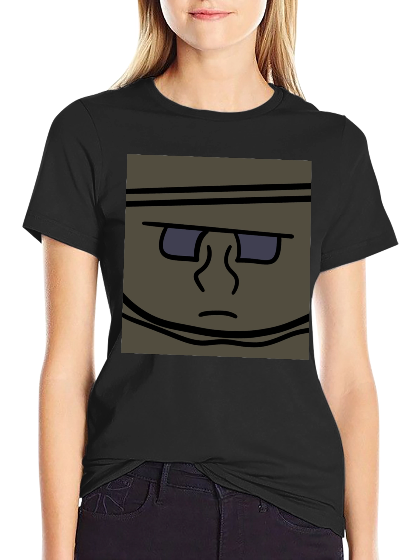 Funky Cartoon Face T-Shirt - Black