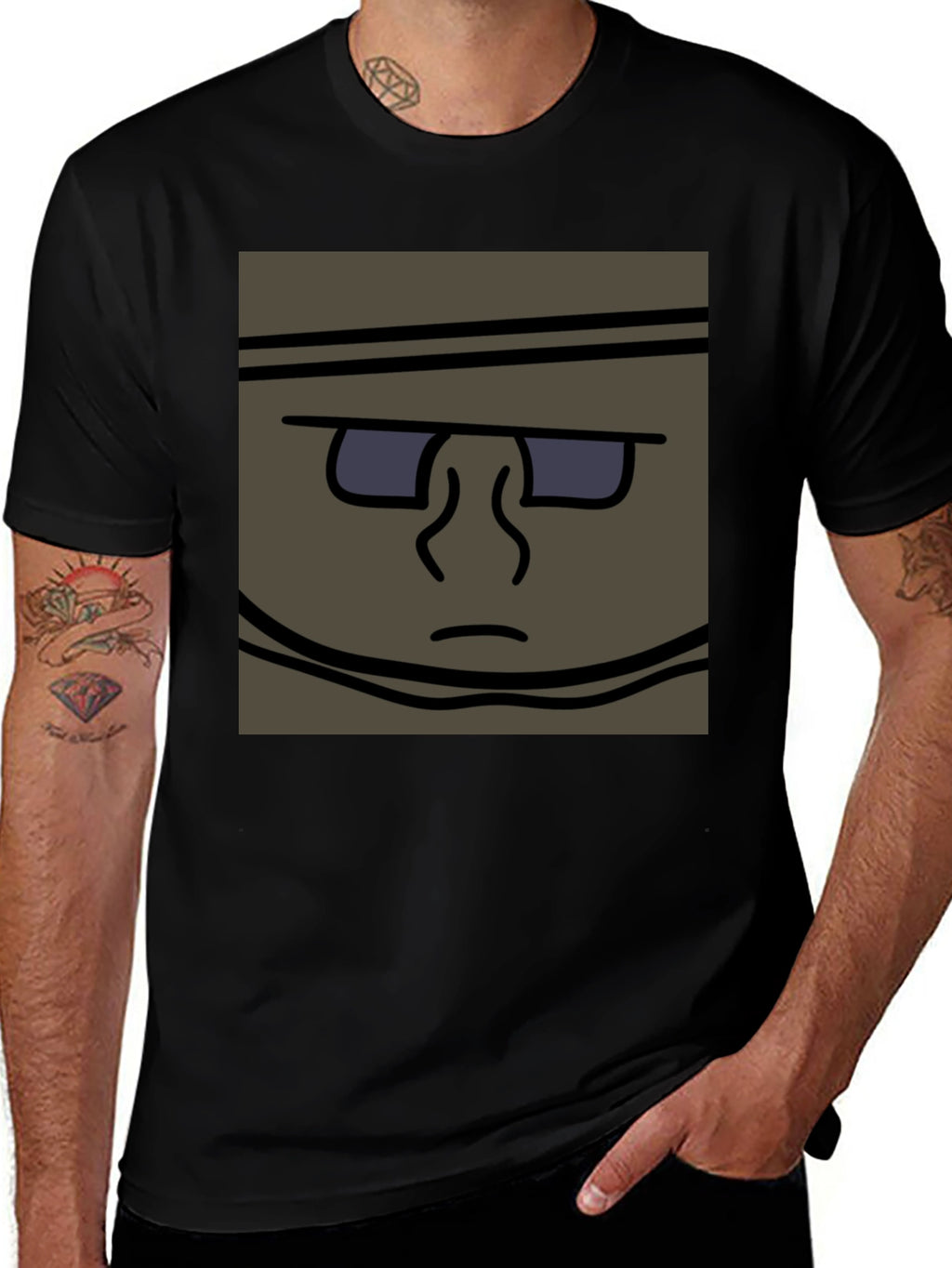 Funky Cartoon Face T-Shirt - Black
