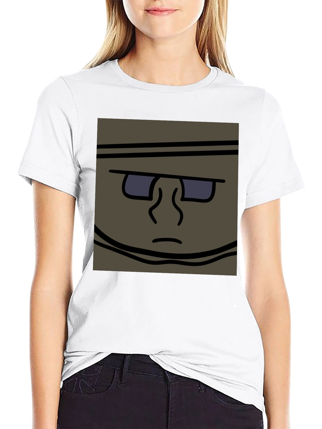 Funky Cartoon Face T-Shirt - Black