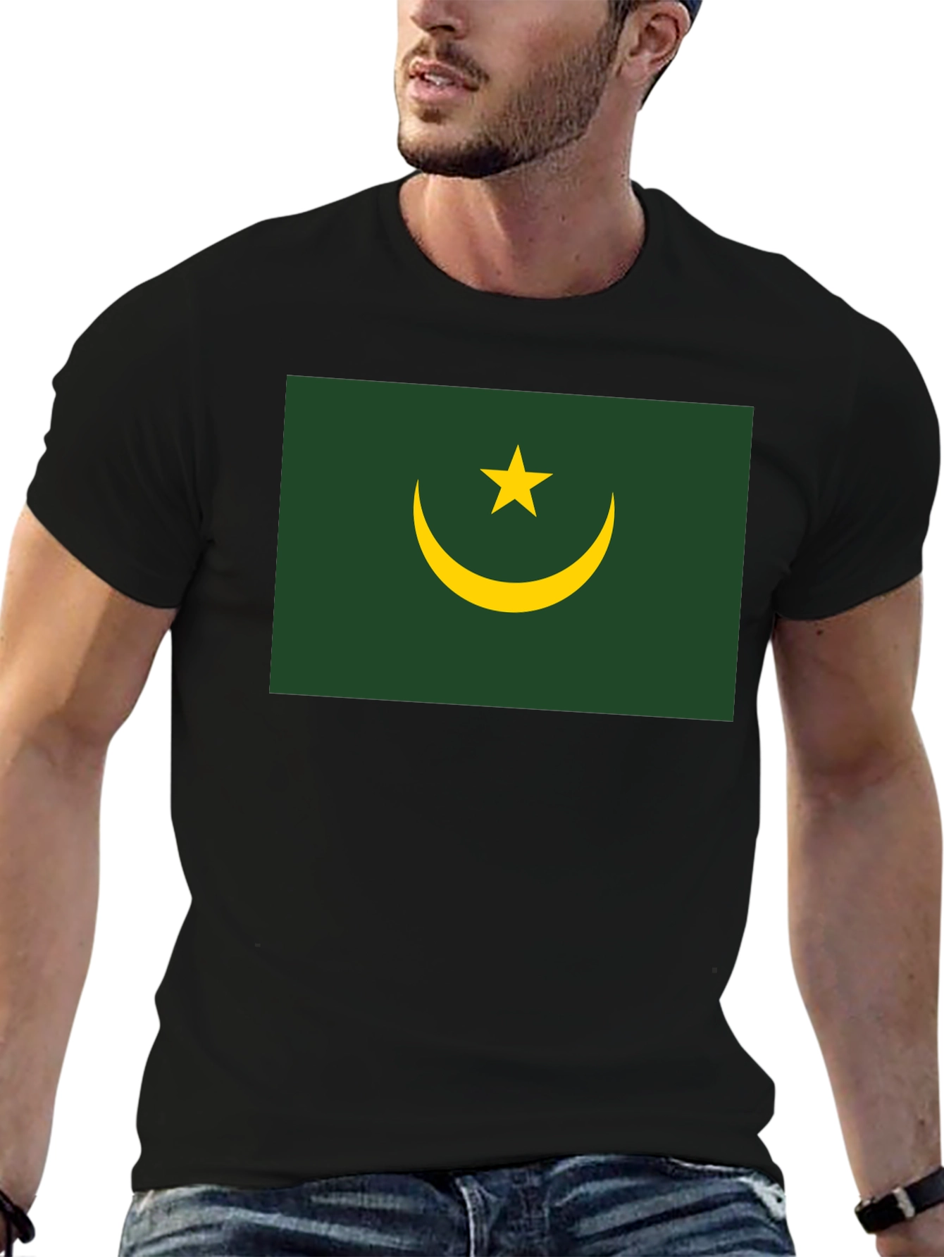 Mauritania Flag T-Shirt - Black Crew Neck Tee