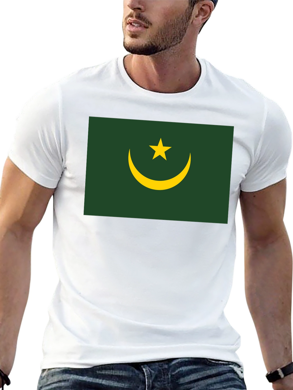 Mauritania Flag T-Shirt - Black Crew Neck Tee