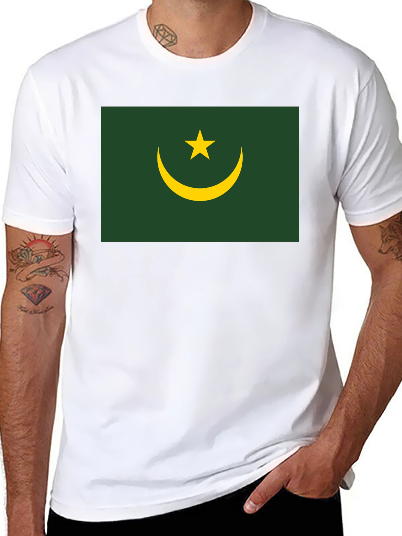 Mauritania Flag T-Shirt - Black Crew Neck Tee
