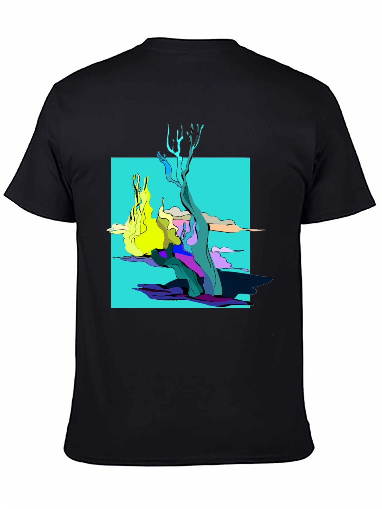 Abstract Graphic Tee - Black Cotton Shirt