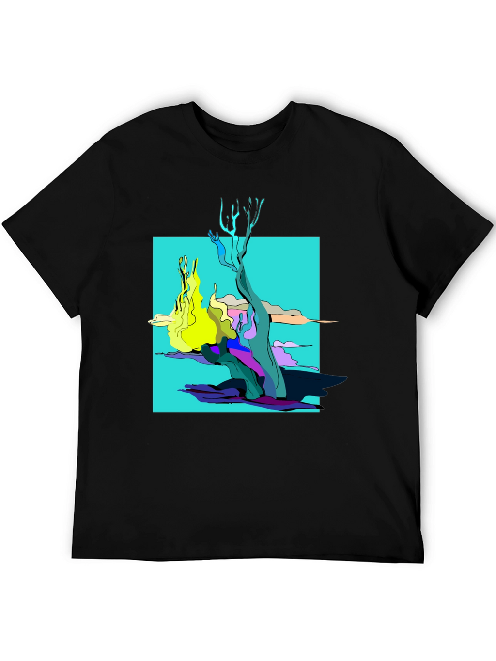 Abstract Graphic Tee - Black Cotton Shirt