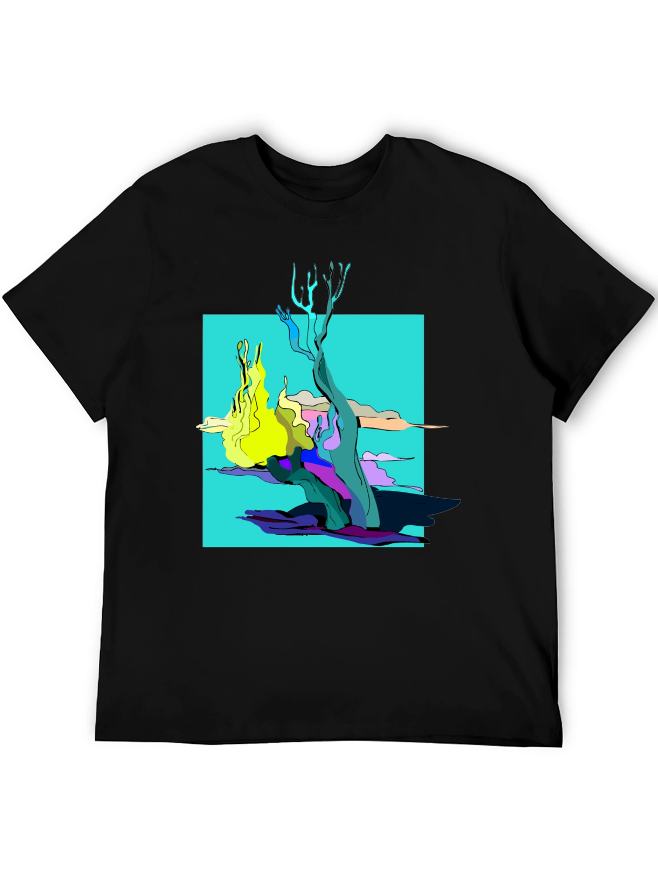 Abstract Graphic Tee - Black Cotton Shirt
