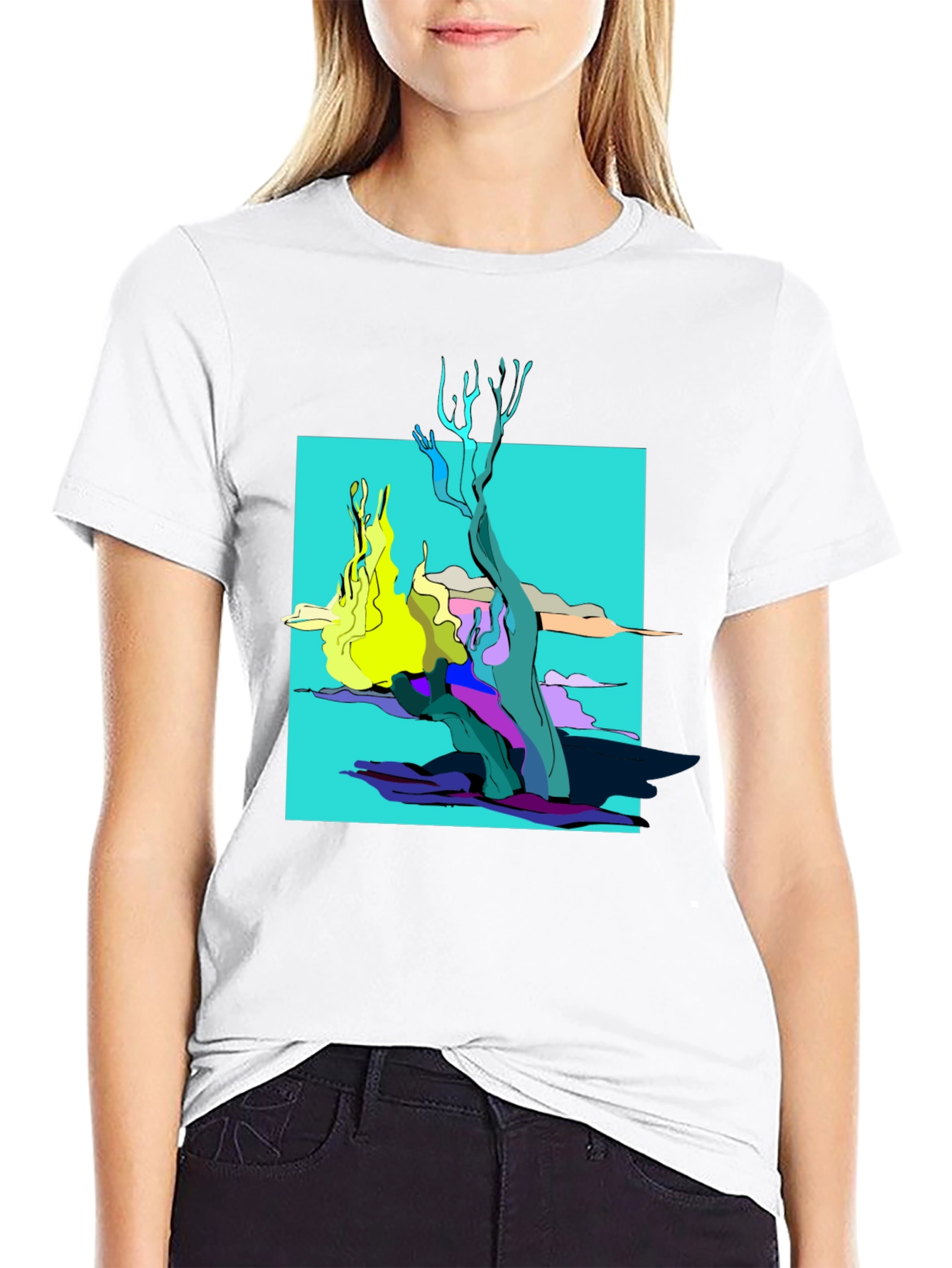 Abstract Graphic Tee - Black Cotton Shirt
