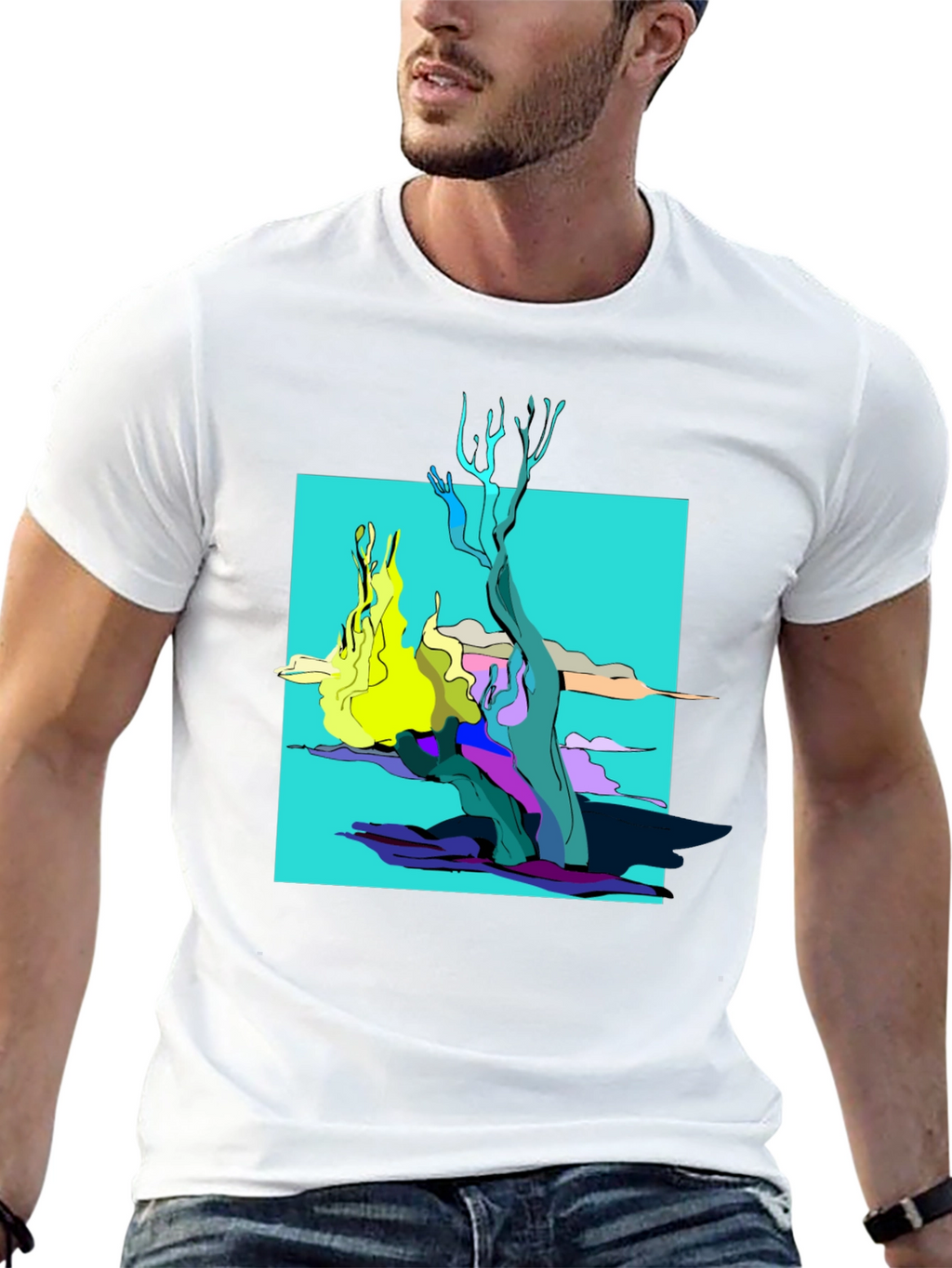Abstract Graphic Tee - Black Cotton Shirt