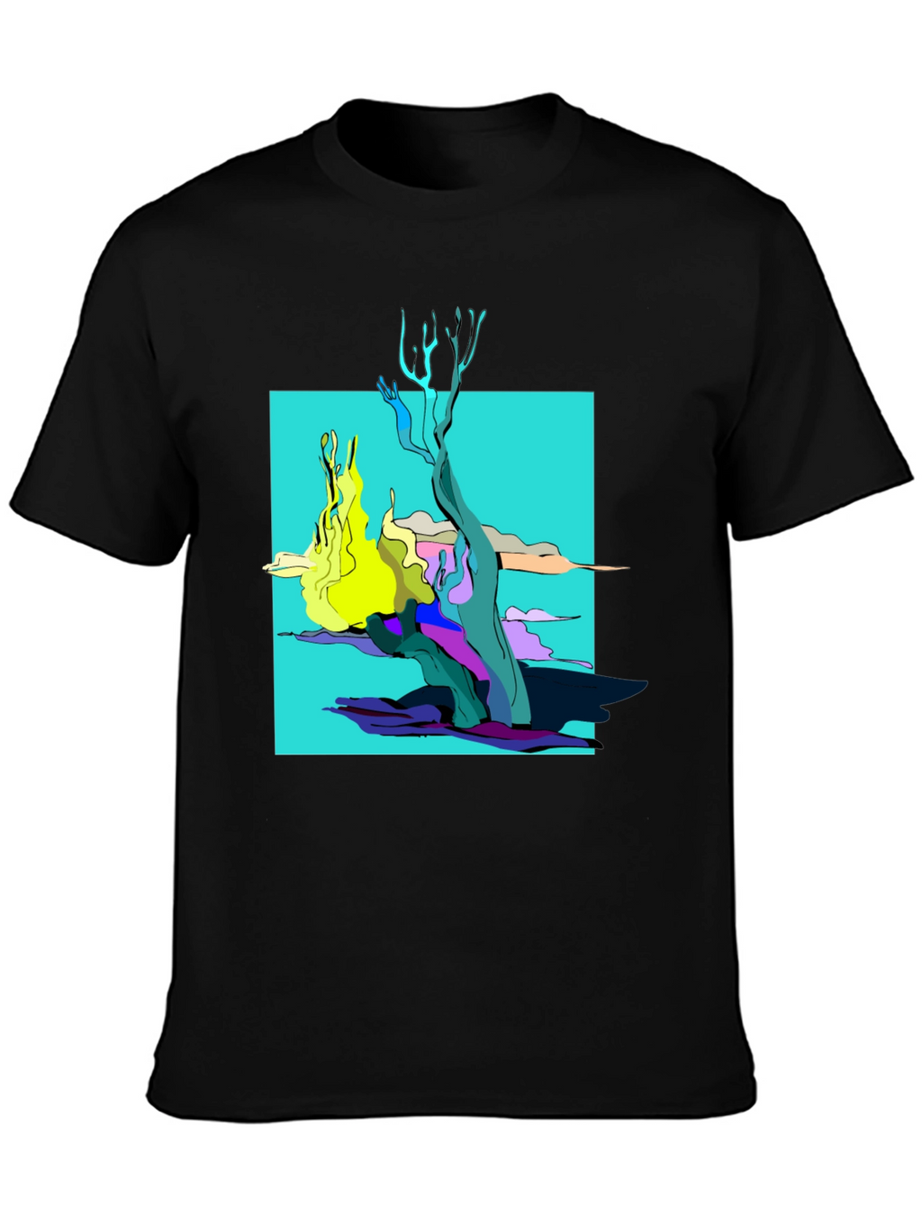 Abstract Graphic Tee - Black Cotton Shirt