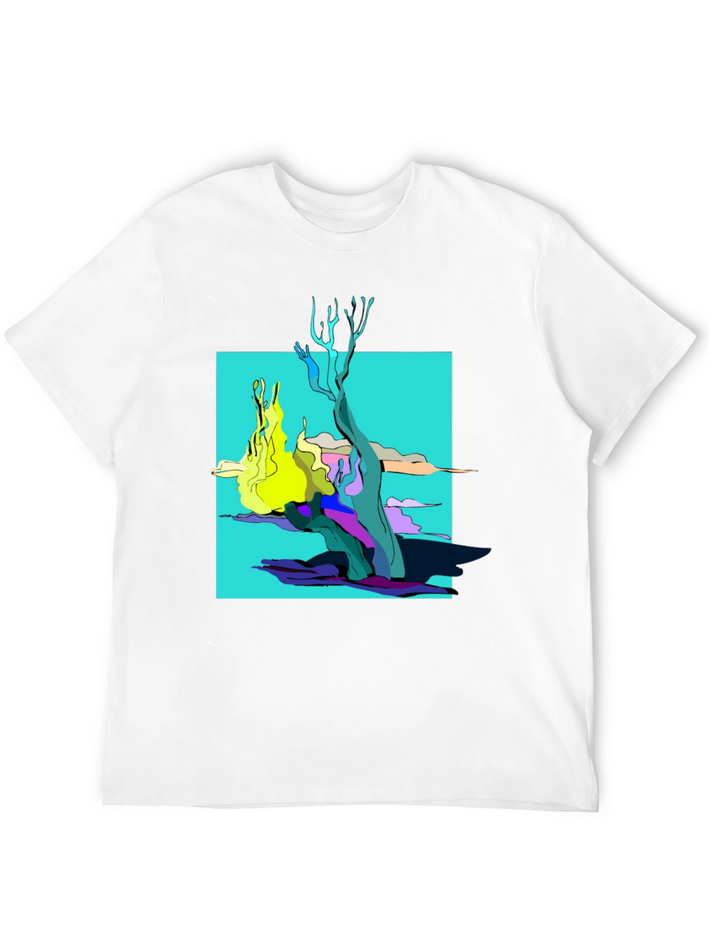 Abstract Graphic Tee - Black Cotton Shirt