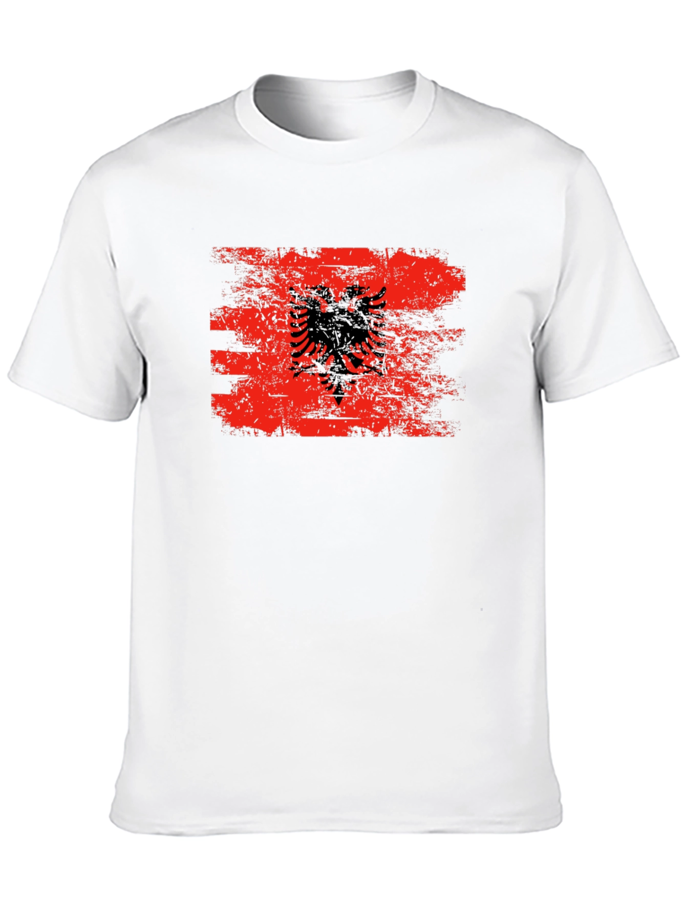 Albania Flag Graphic Tee - Distressed Style