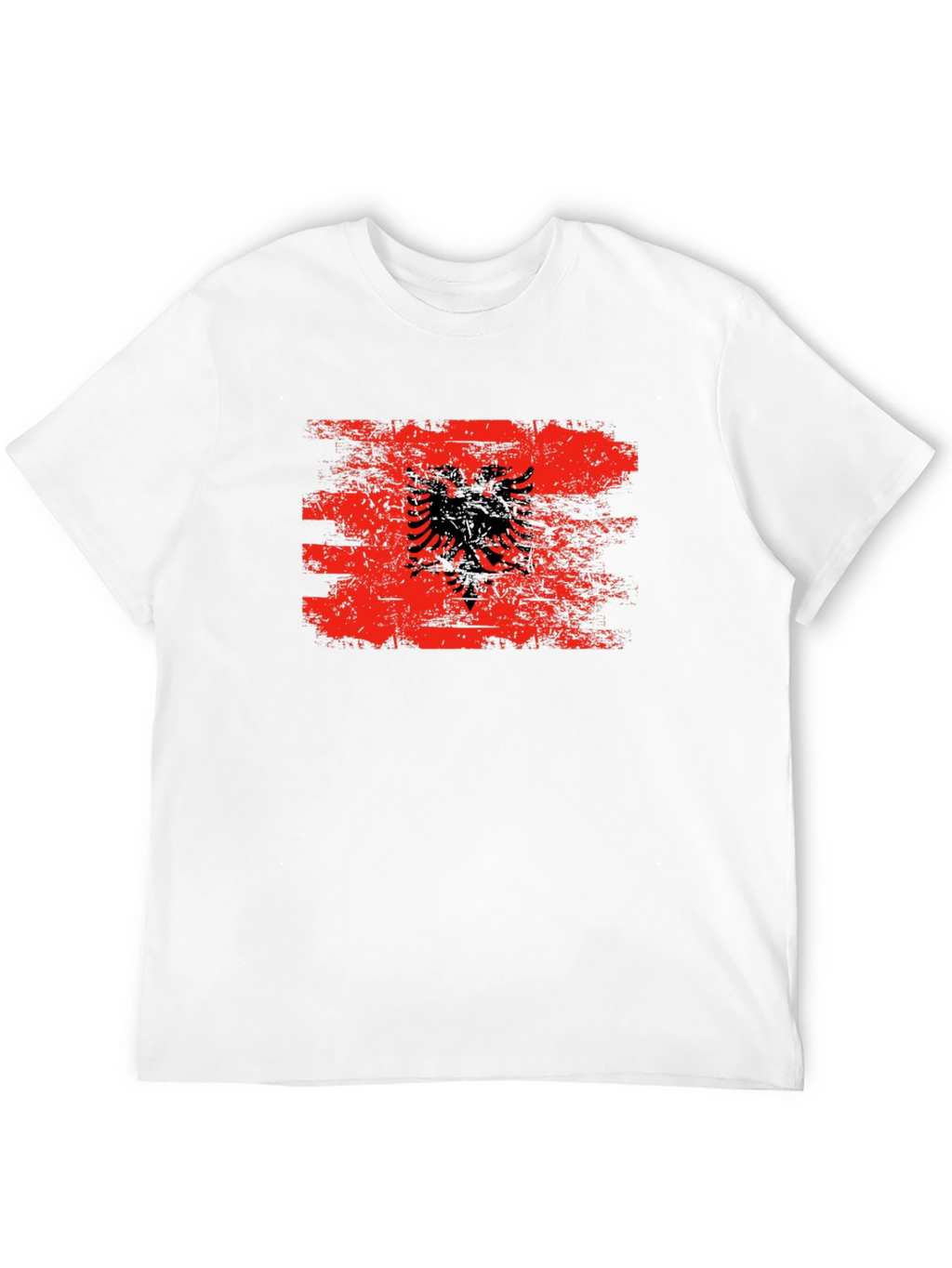 Albania Flag Graphic Tee - Distressed Style