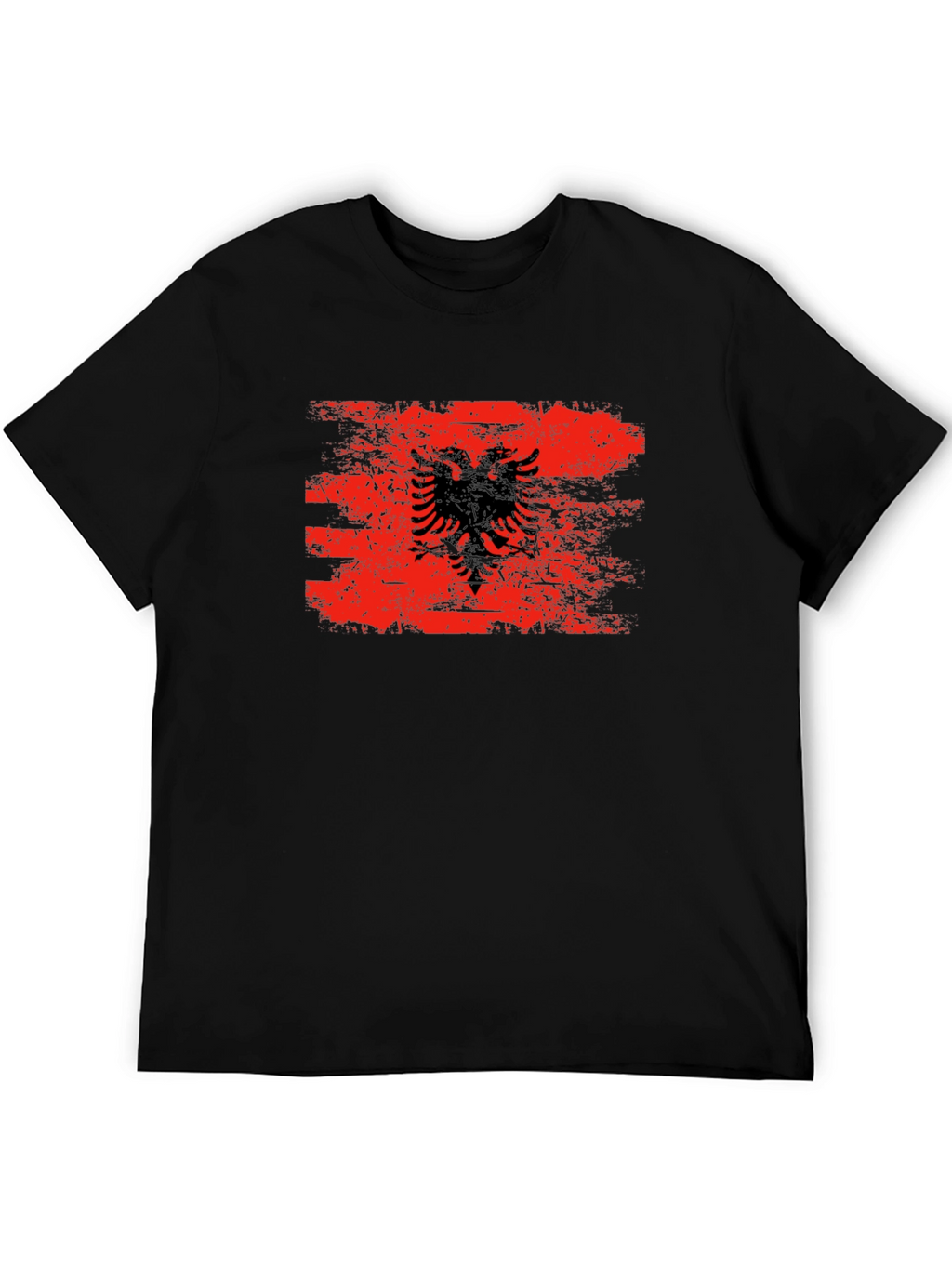 Albania Flag Graphic Tee - Distressed Style