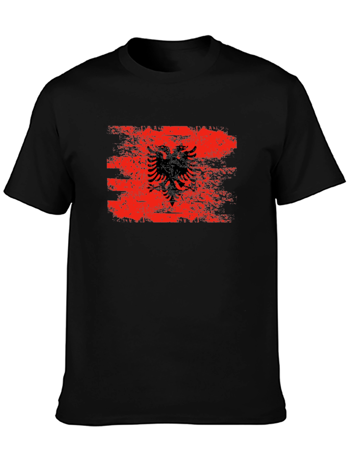 Albania Flag Graphic Tee - Distressed Style