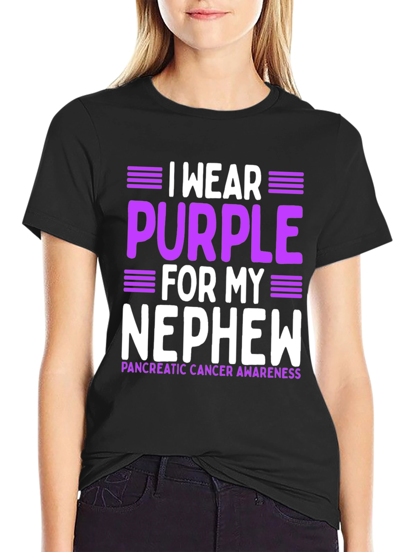 Purple Pancreatic Cancer Awareness Nephew T-Shirt