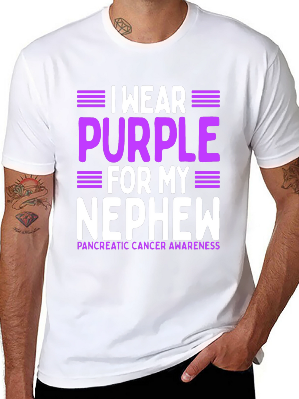Purple Pancreatic Cancer Awareness Nephew T-Shirt